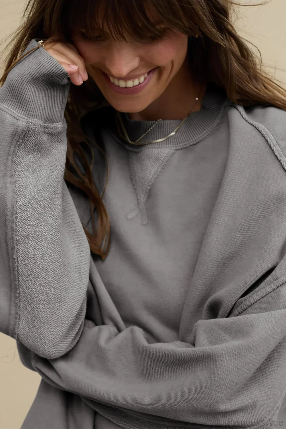 Crew Neck Solid Minimalist Relaxed Sweatshirt - Image 11