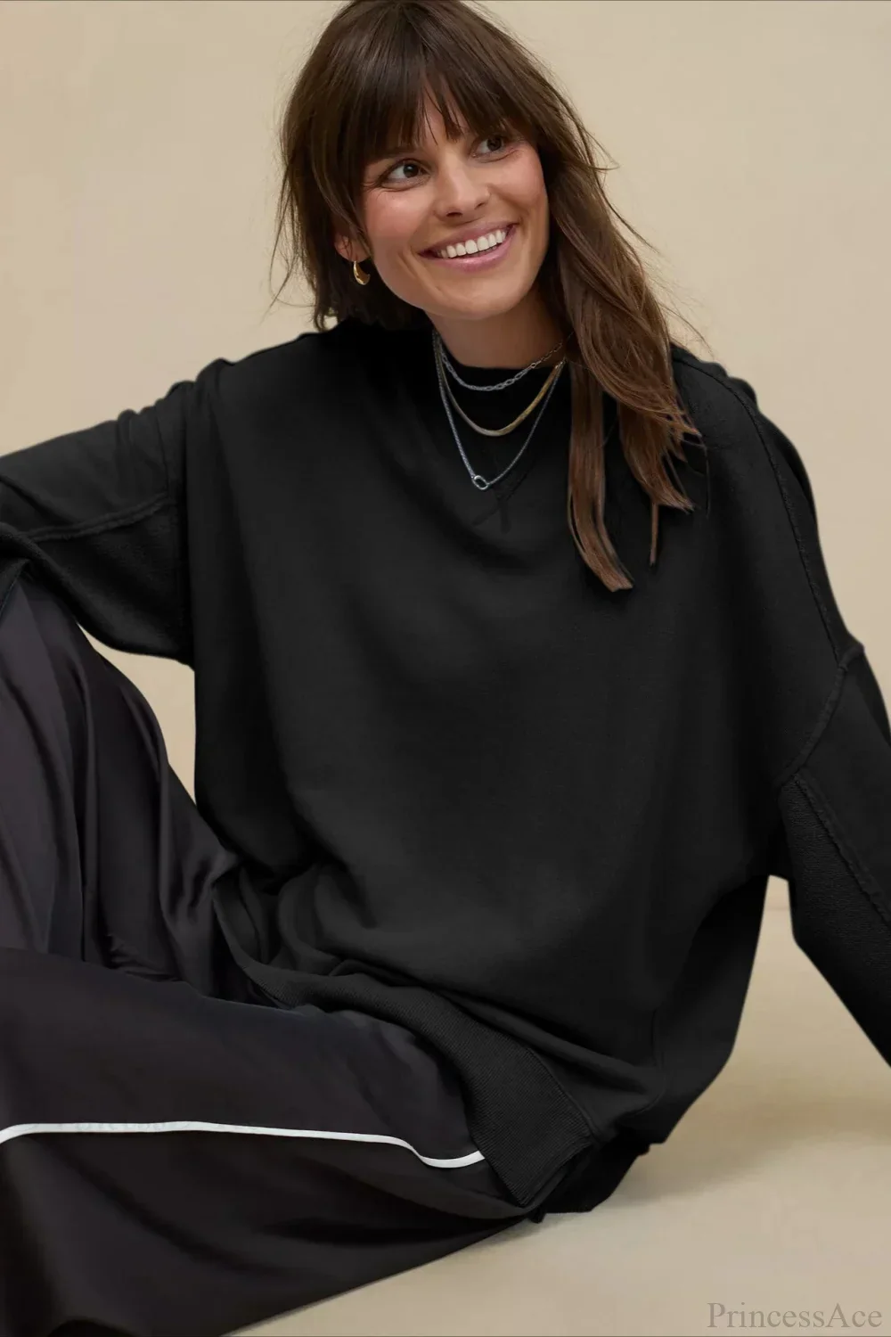 Crew Neck Solid Minimalist Relaxed Sweatshirt - Image 12