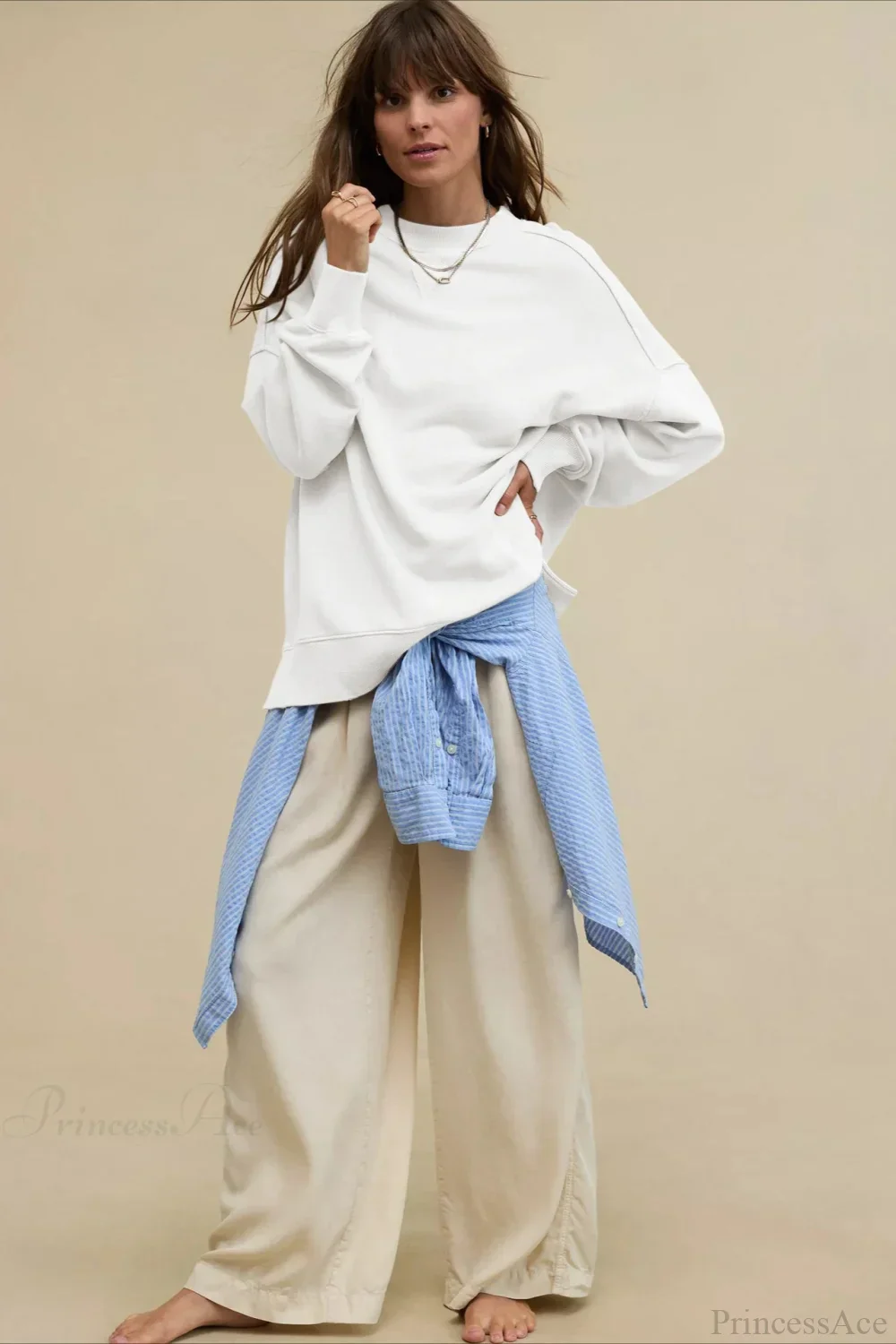 Crew Neck Solid Minimalist Relaxed Sweatshirt - Image 15