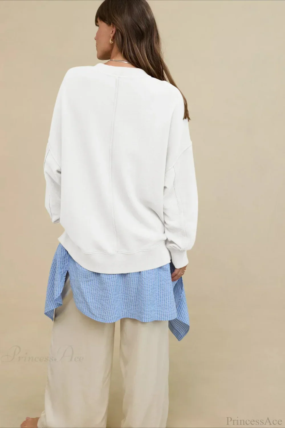 Crew Neck Solid Minimalist Relaxed Sweatshirt - Image 16