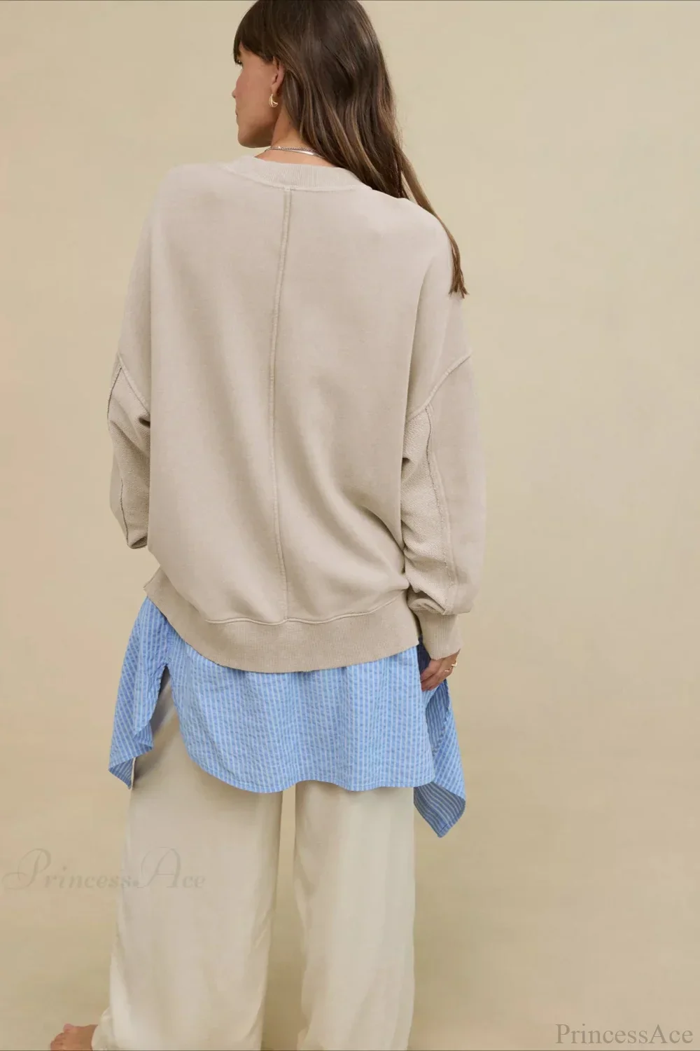 Crew Neck Solid Minimalist Relaxed Sweatshirt - Image 21