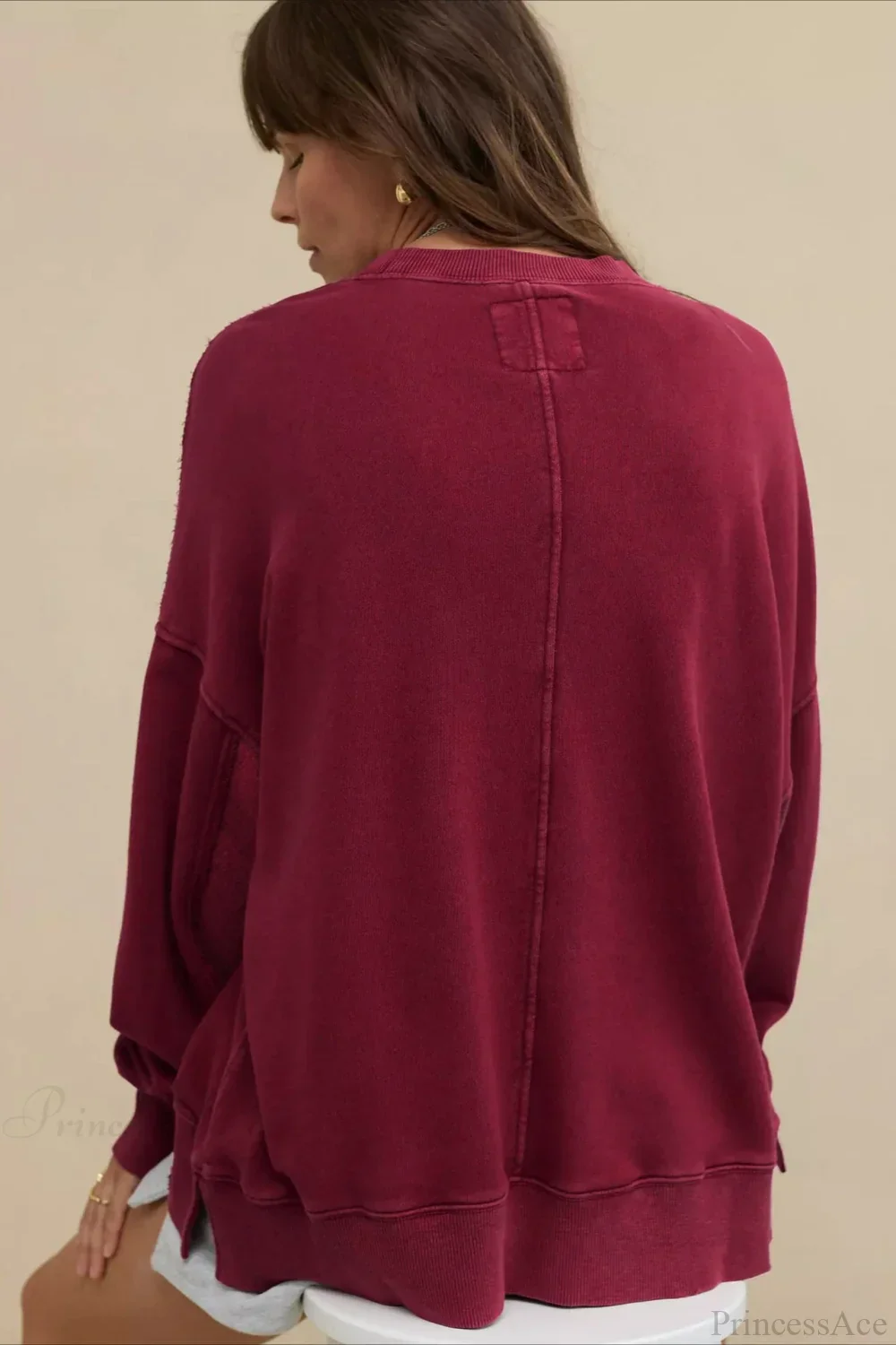 Crew Neck Solid Minimalist Relaxed Sweatshirt - Image 6