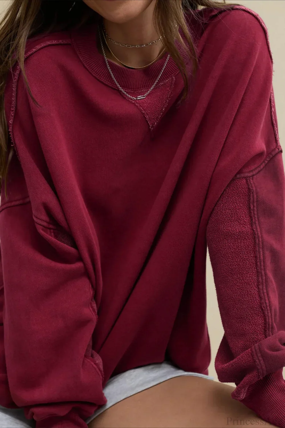 Crew Neck Solid Minimalist Relaxed Sweatshirt - Image 7