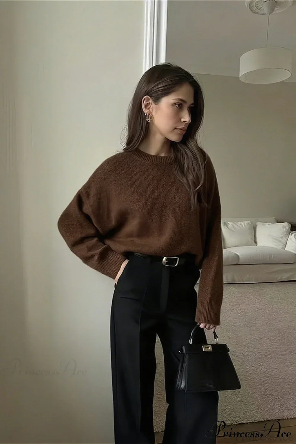 Crew Neck Thick Solid Short Sweater - Image 4