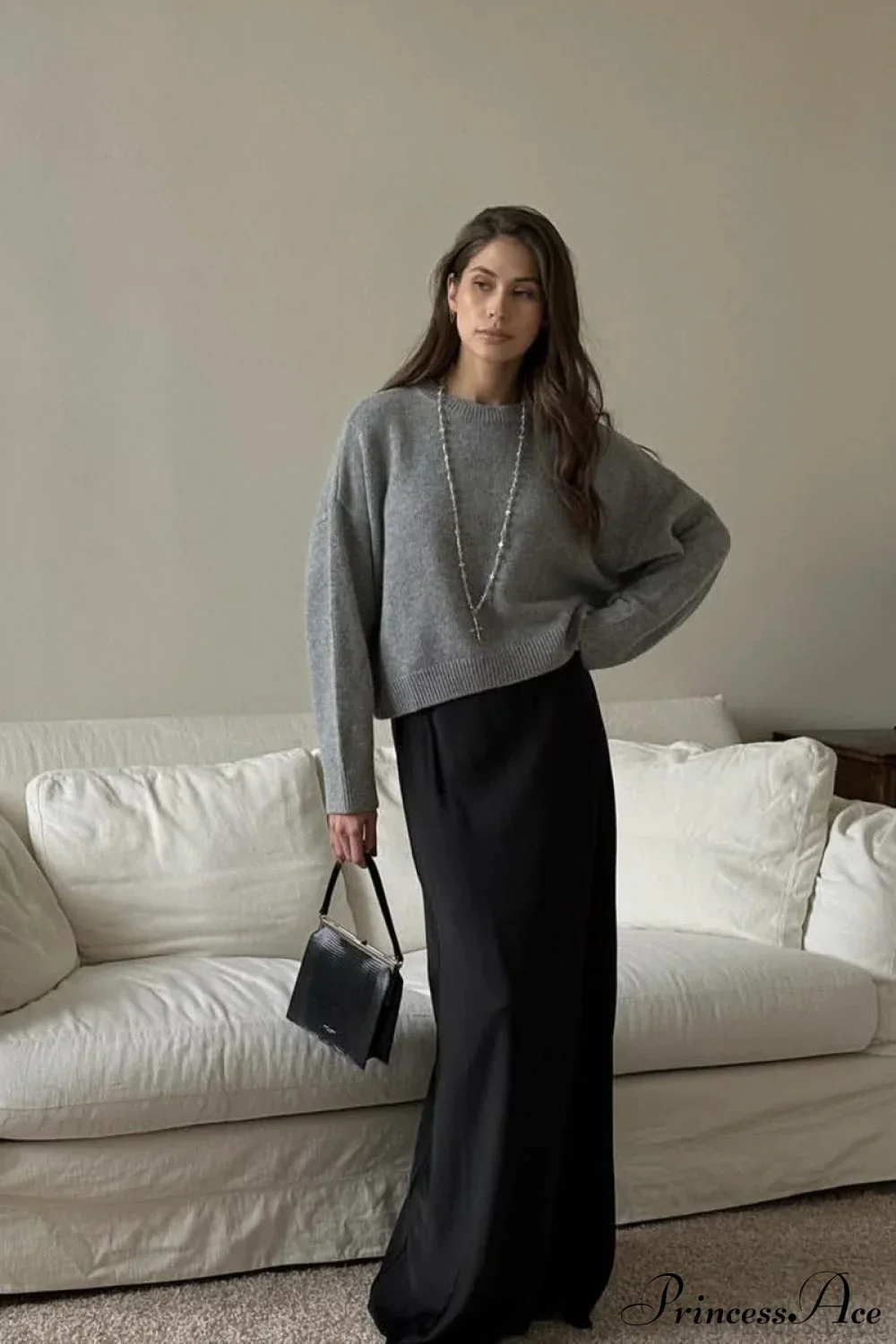 Crew Neck Thick Solid Short Sweater - Image 7
