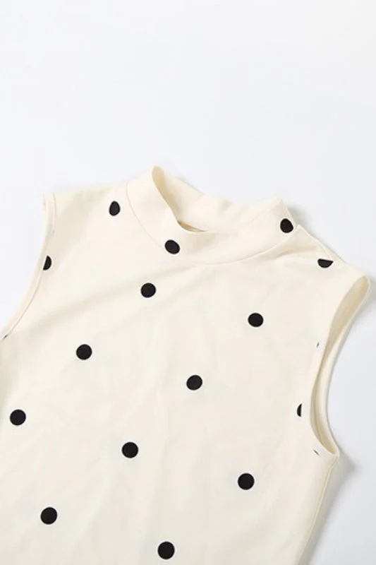 Crew Neck Waist Cinched Color Block Polka Dot Bow Mini Dress - Image 7