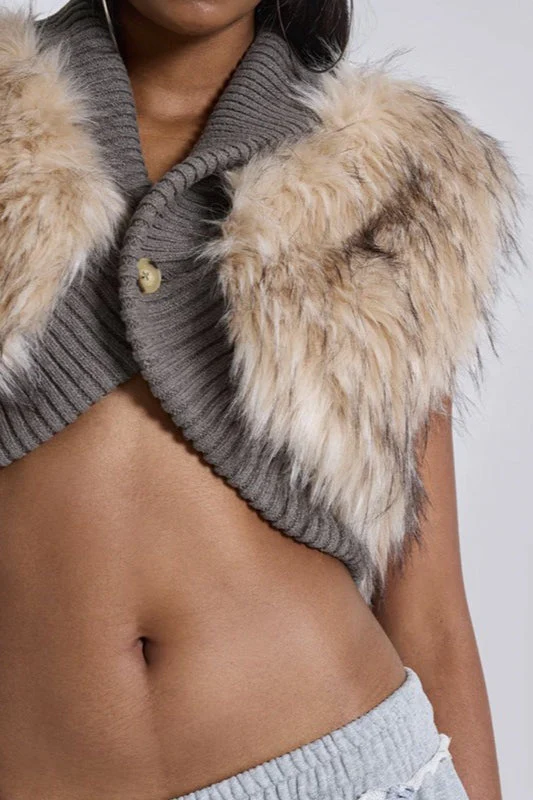 Cropped Faux Fur Vintage Vest - Image 5