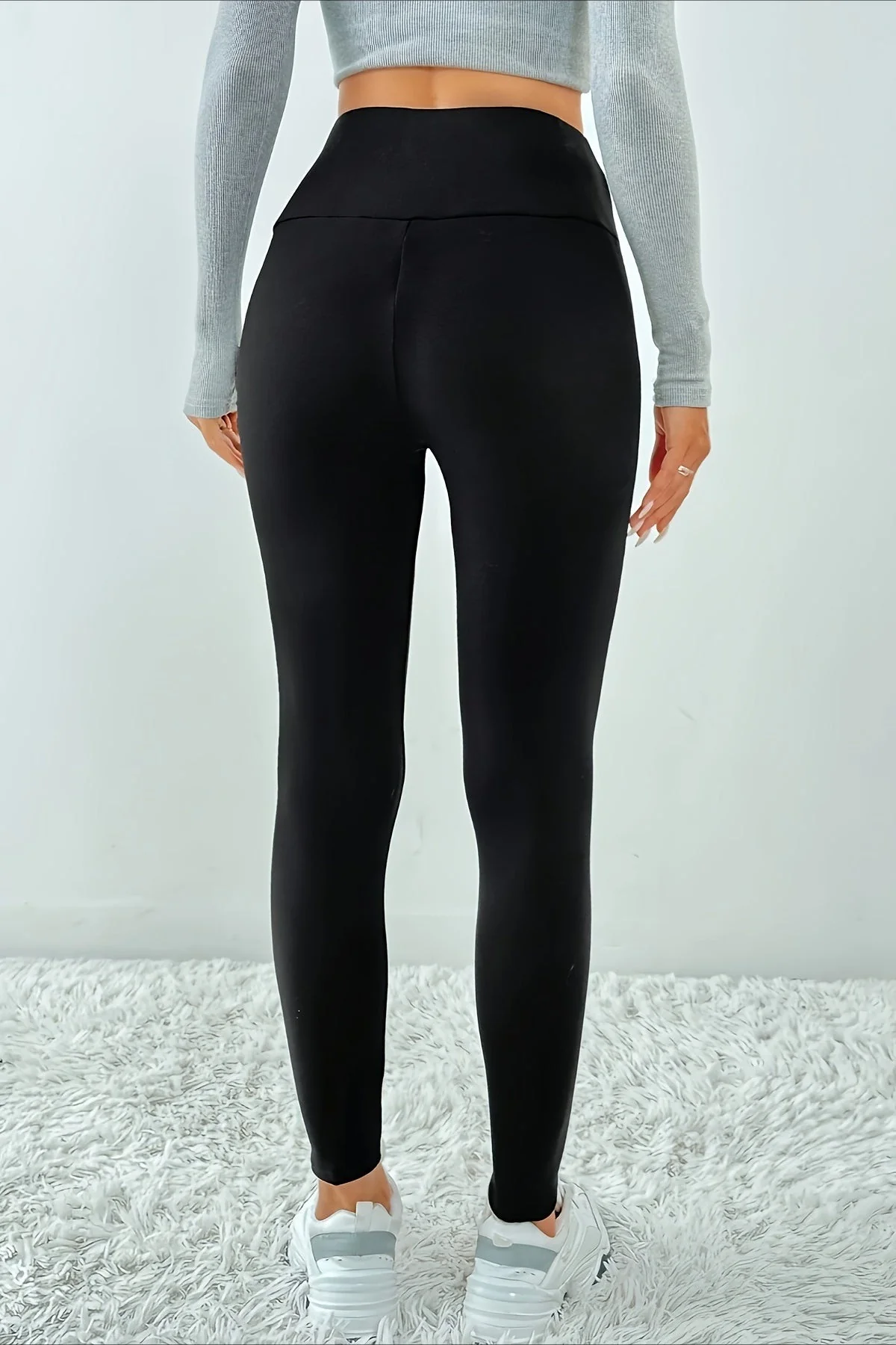 Cross Front Fleece Lined Booty Lifting Thermal Leggings - Image 2