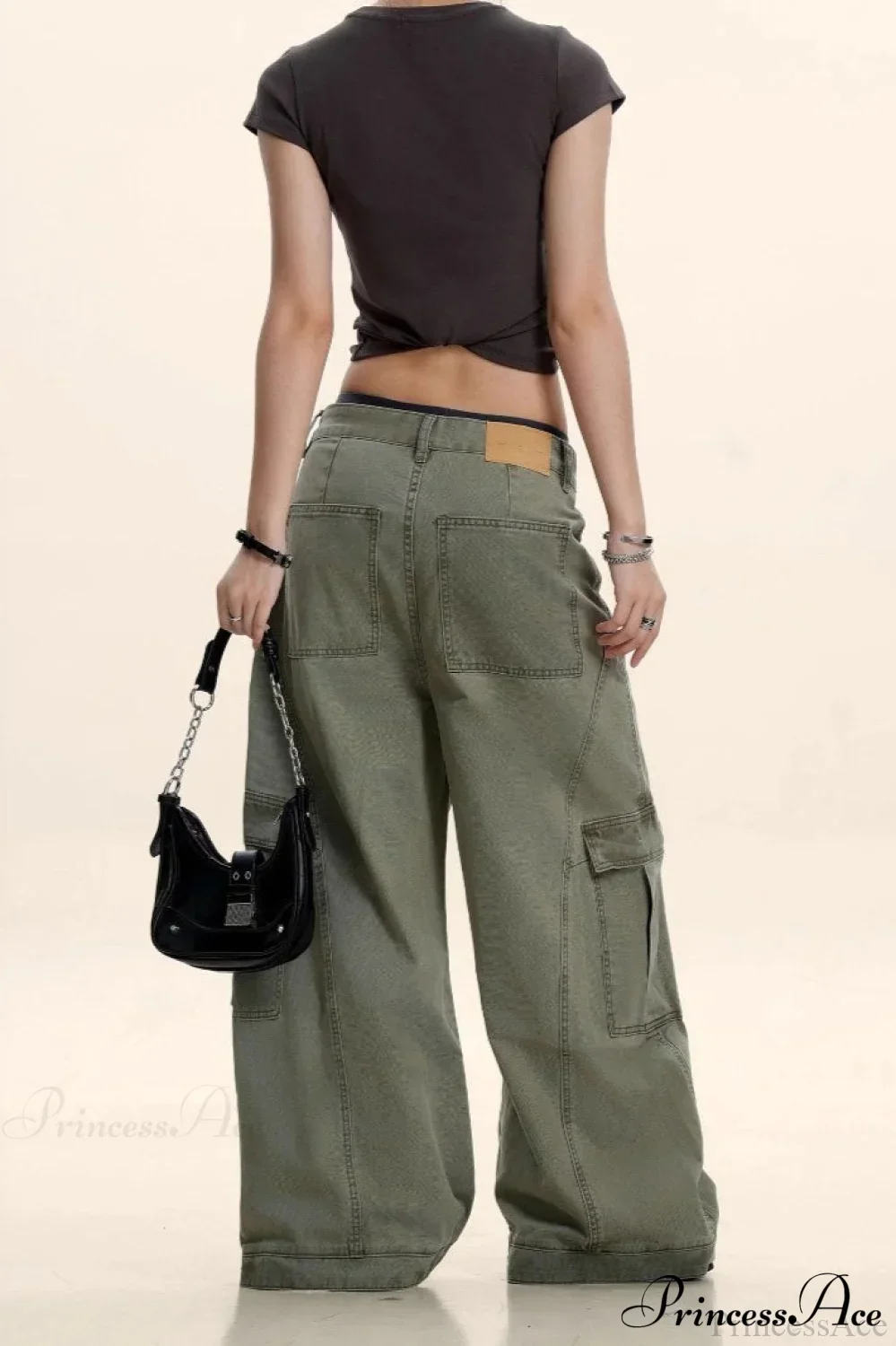 Curved Deconstructed Wide-Leg Cargo Pants - Image 2