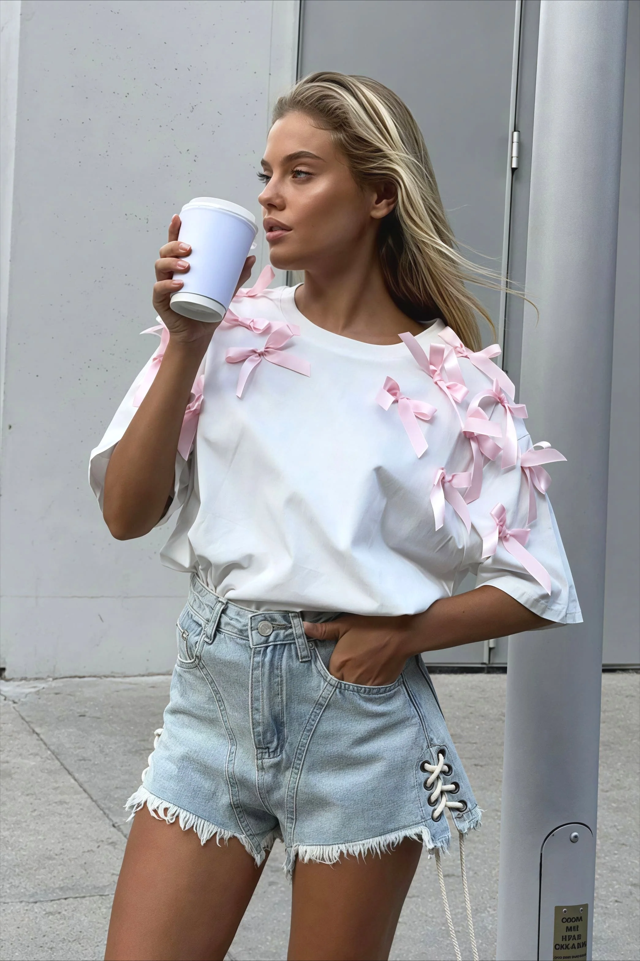 Cute Bowknot Ribbon Loose Short Sleeve T-shirt - Image 2