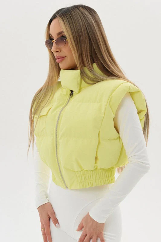 Cute Stand-collar Solid Short Slim Vest - Image 5