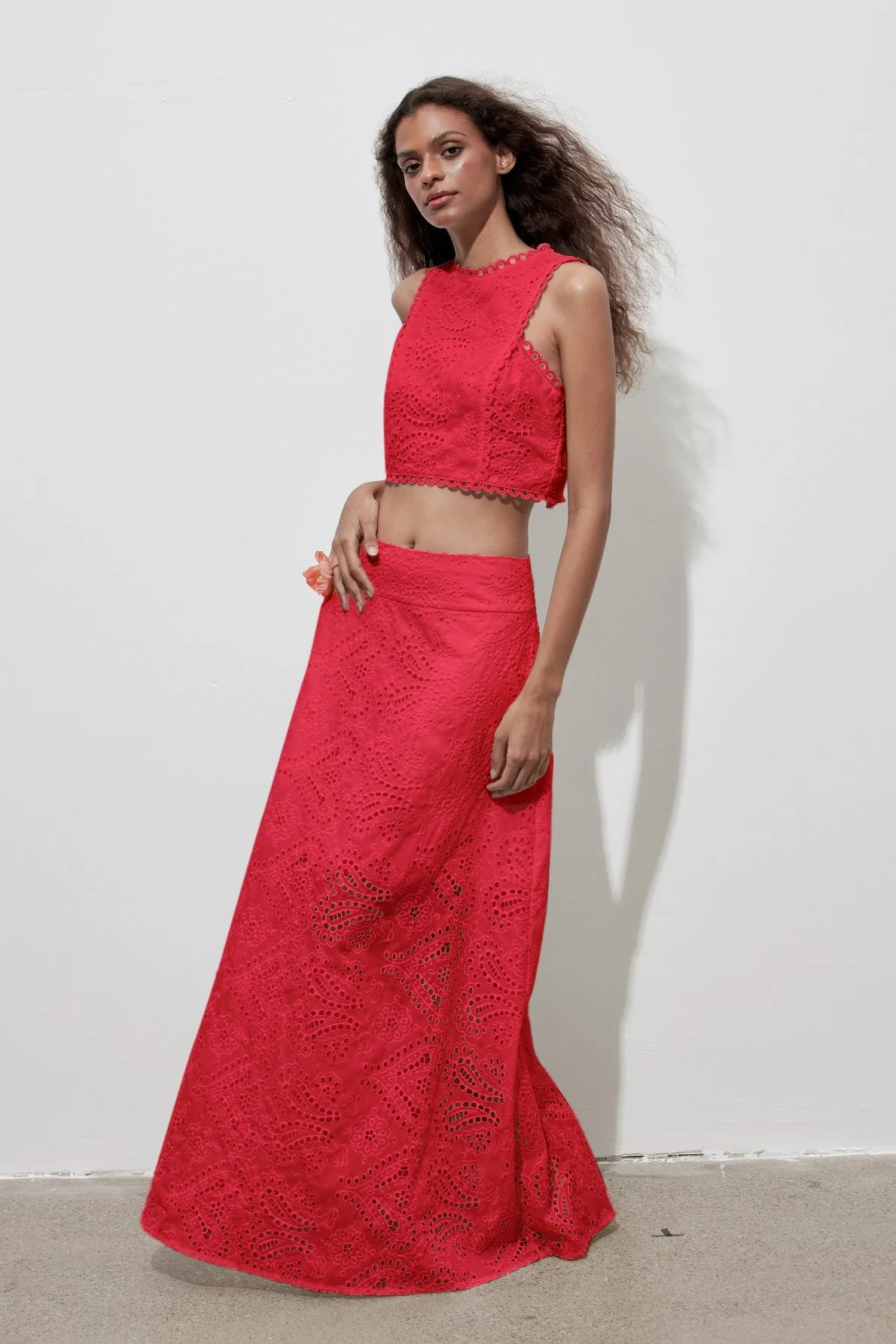 Cutout Allover Embroidered Maxi Skirt - Image 12