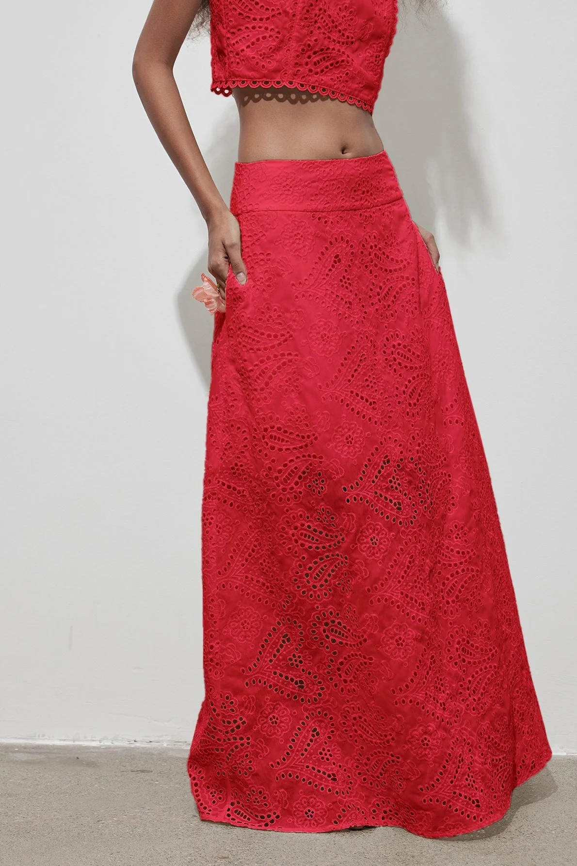 Cutout Allover Embroidered Maxi Skirt - Image 13