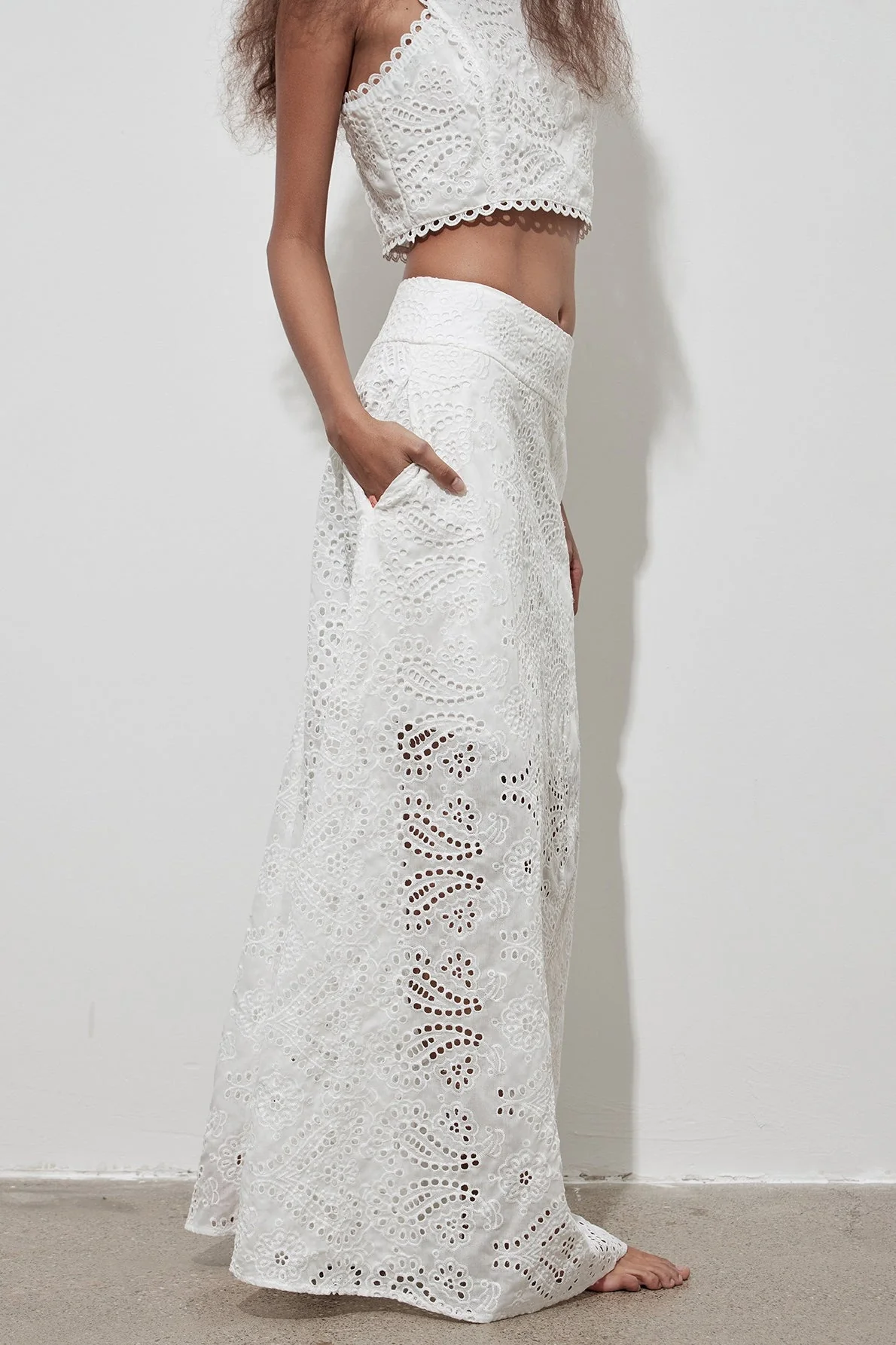 Cutout Allover Embroidered Maxi Skirt - Image 3