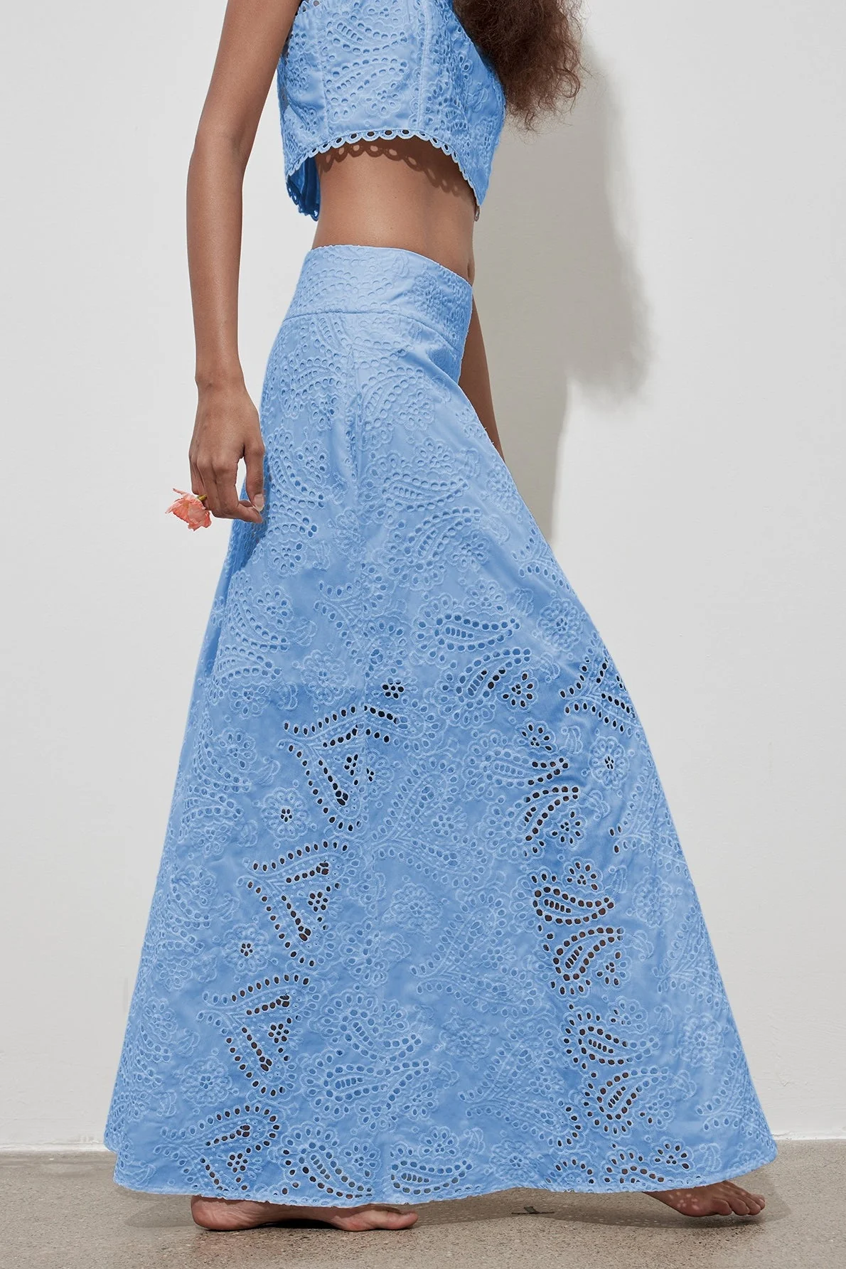 Cutout Allover Embroidered Maxi Skirt - Image 4