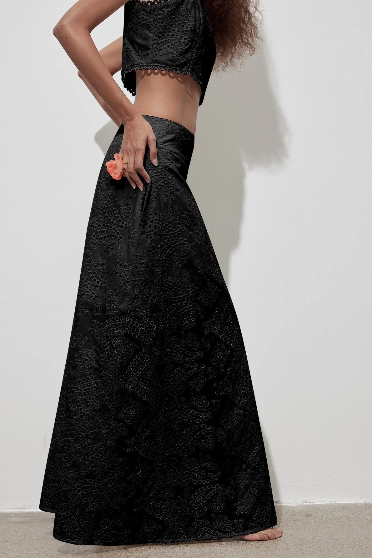 Cutout Allover Embroidered Maxi Skirt - Image 8
