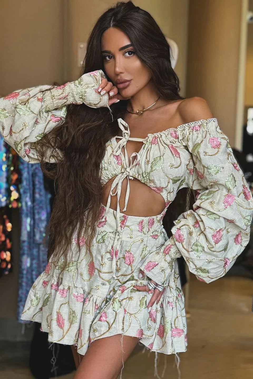 Cutout Lace Off-the-Shoulder Mini Dress - Image 5