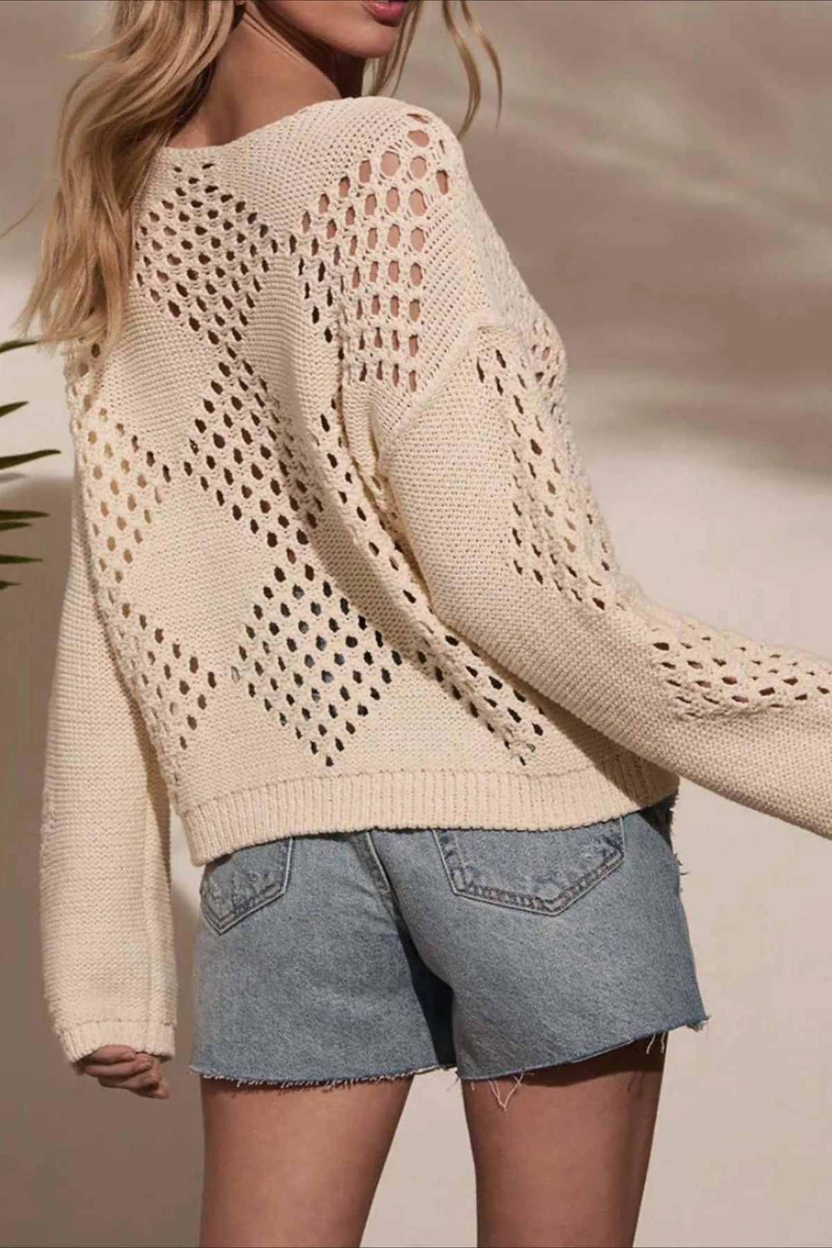 Cutout Off-the-Shoulder Long Sleeve Knit Blouse - Image 2