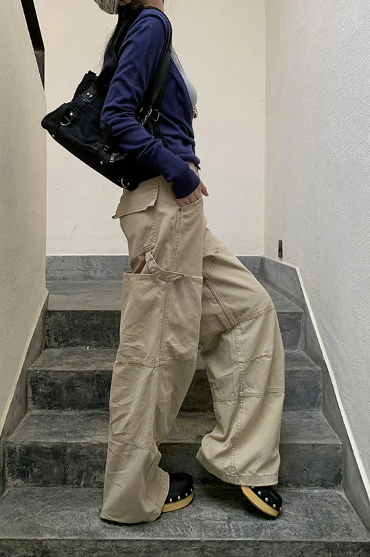 Deconstructed Paneled Cargo Straight Leg Jeans - Image 4
