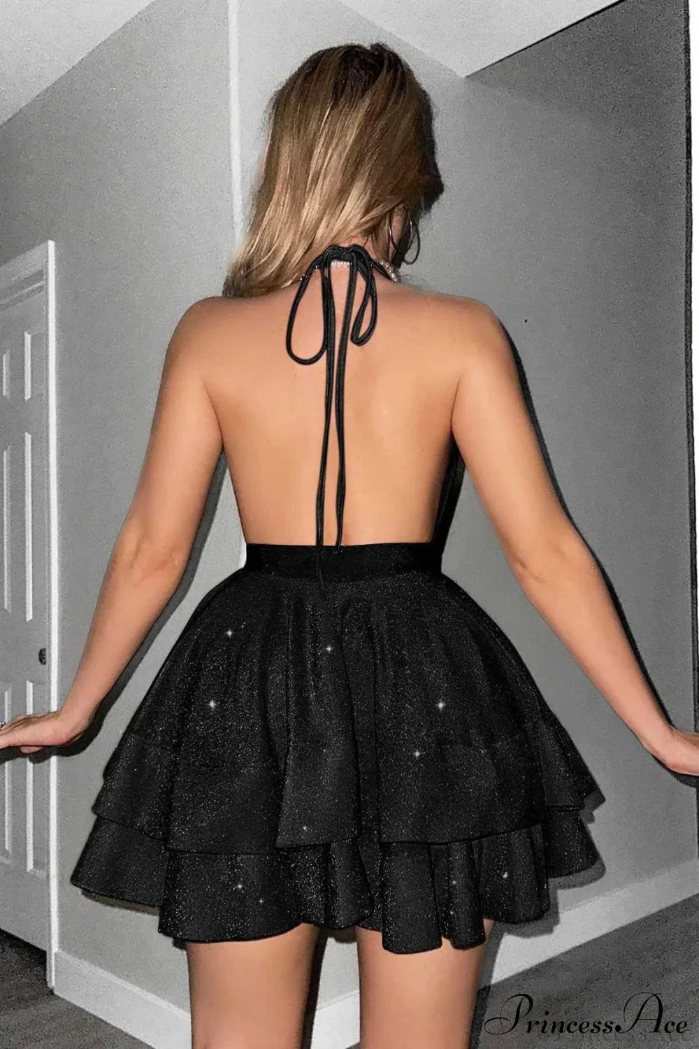 Deep V-Neck Ruffled Fitted Elegant Party Dress - Image 5