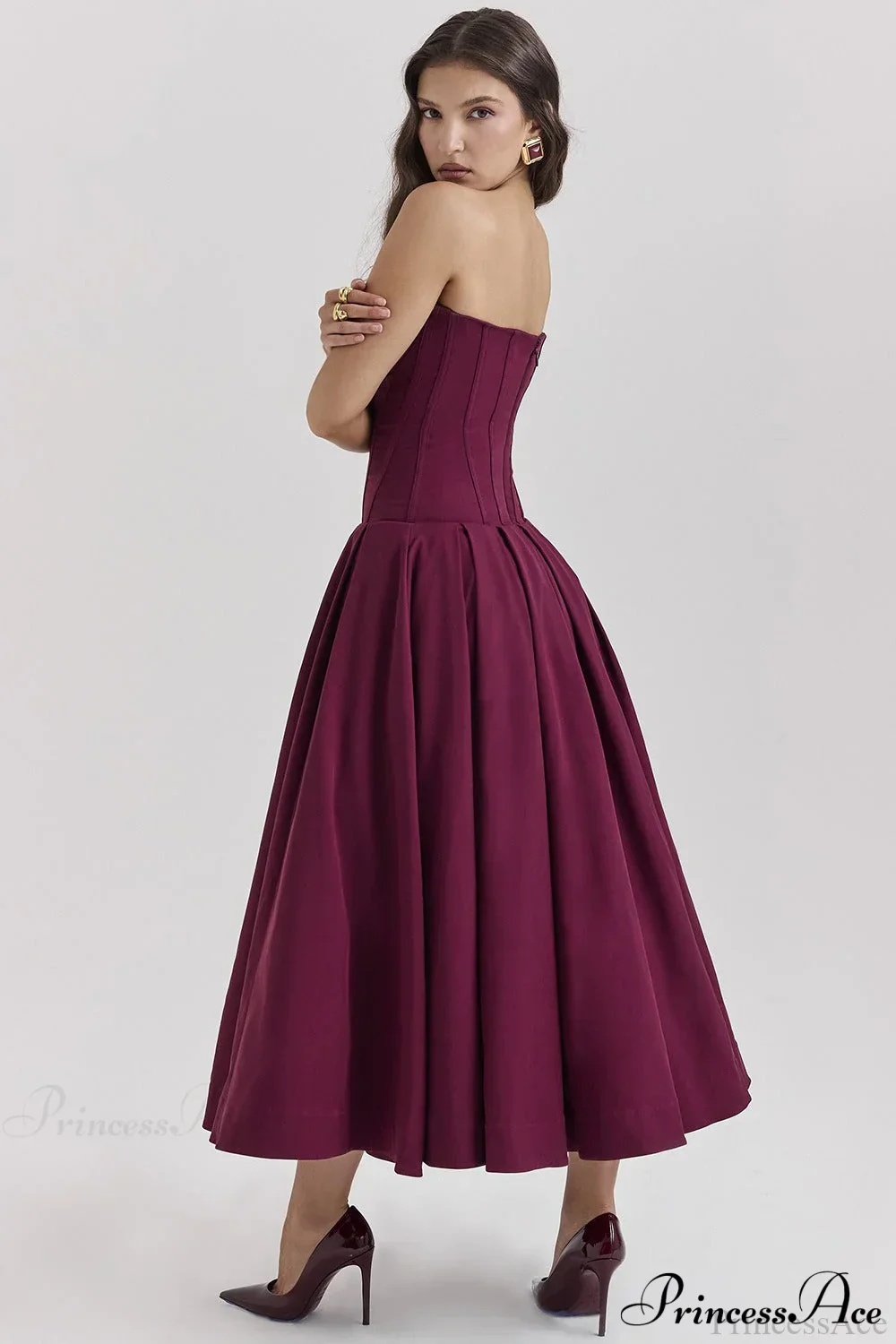 Deep V Strapless Bodycon Low-Waist Party Dress - Image 3