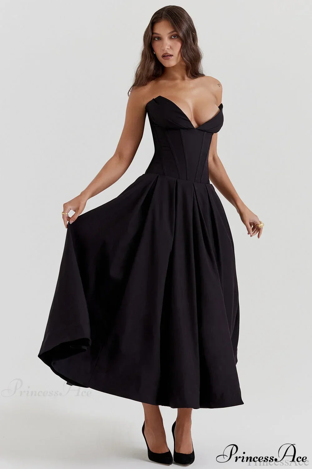 Deep V Strapless Bodycon Low-Waist Party Dress - Image 4