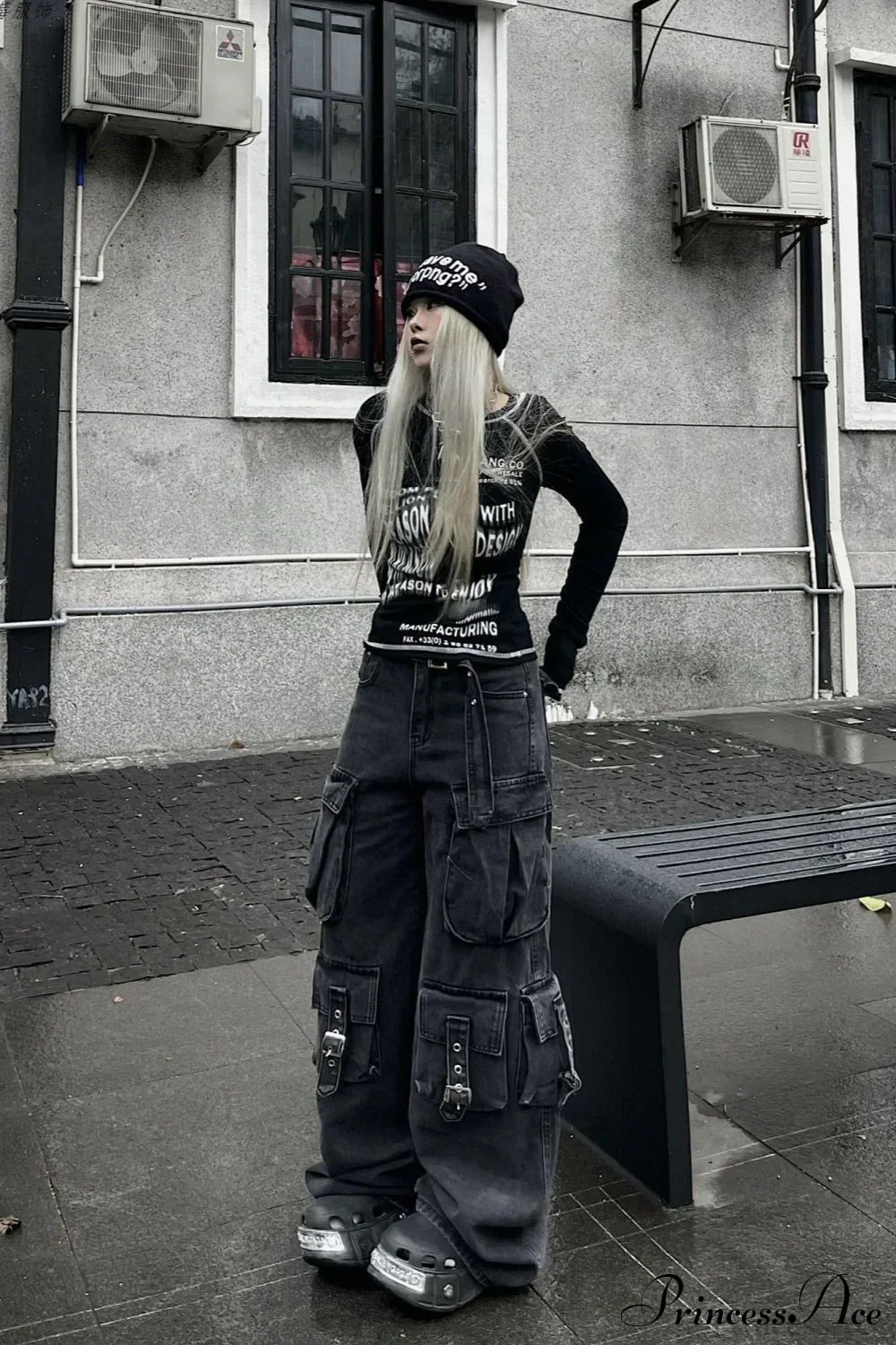Denim Multi-Pocket Street Loose Cargo Pants - Image 2
