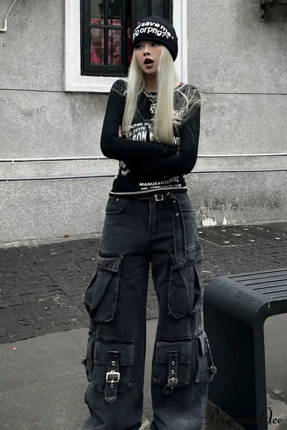 Denim Multi-Pocket Street Loose Cargo Pants - Image 3