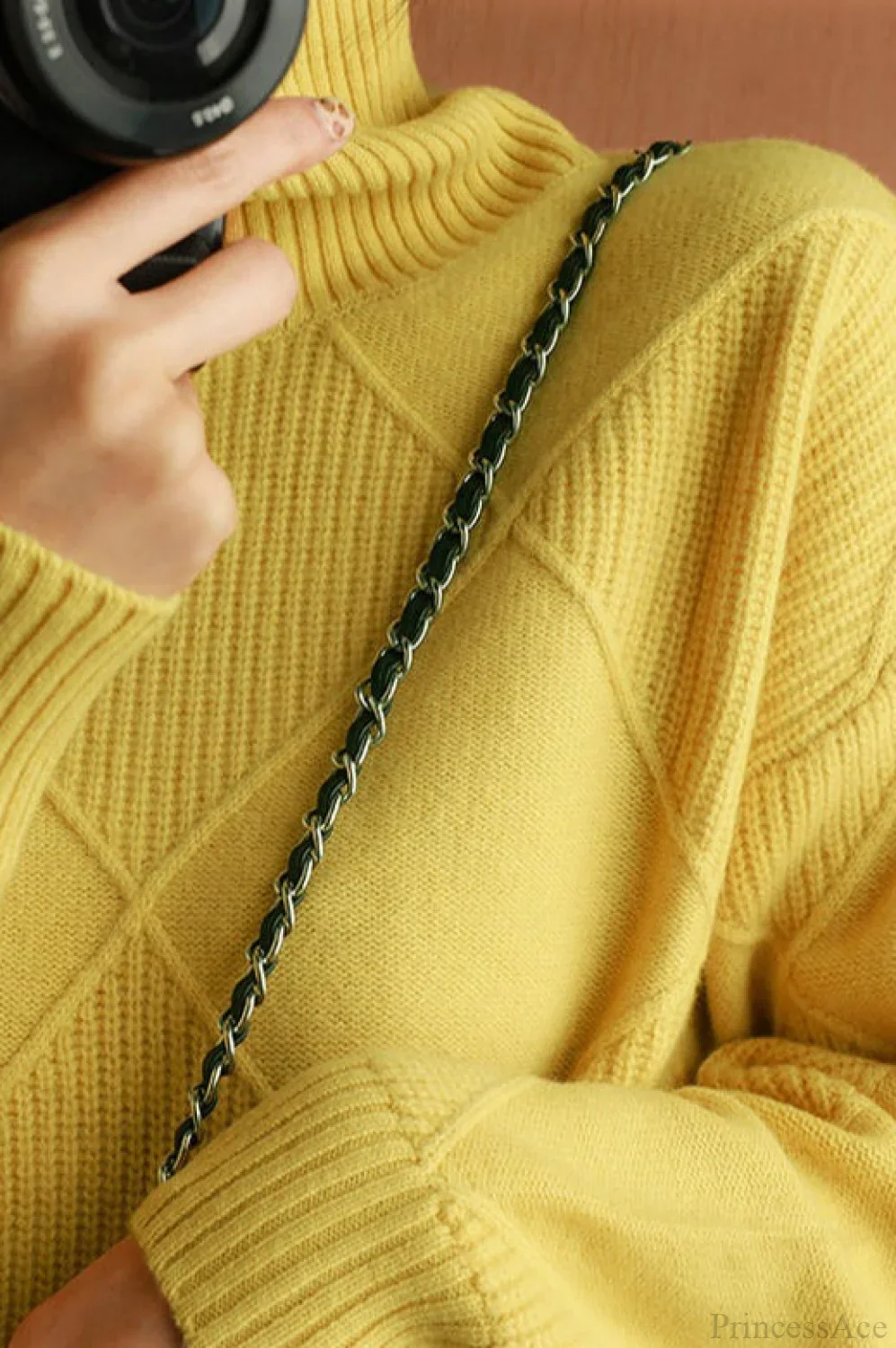 Diamond Pattern Turtleneck Loose Long-Sleeve Sweater - Image 16