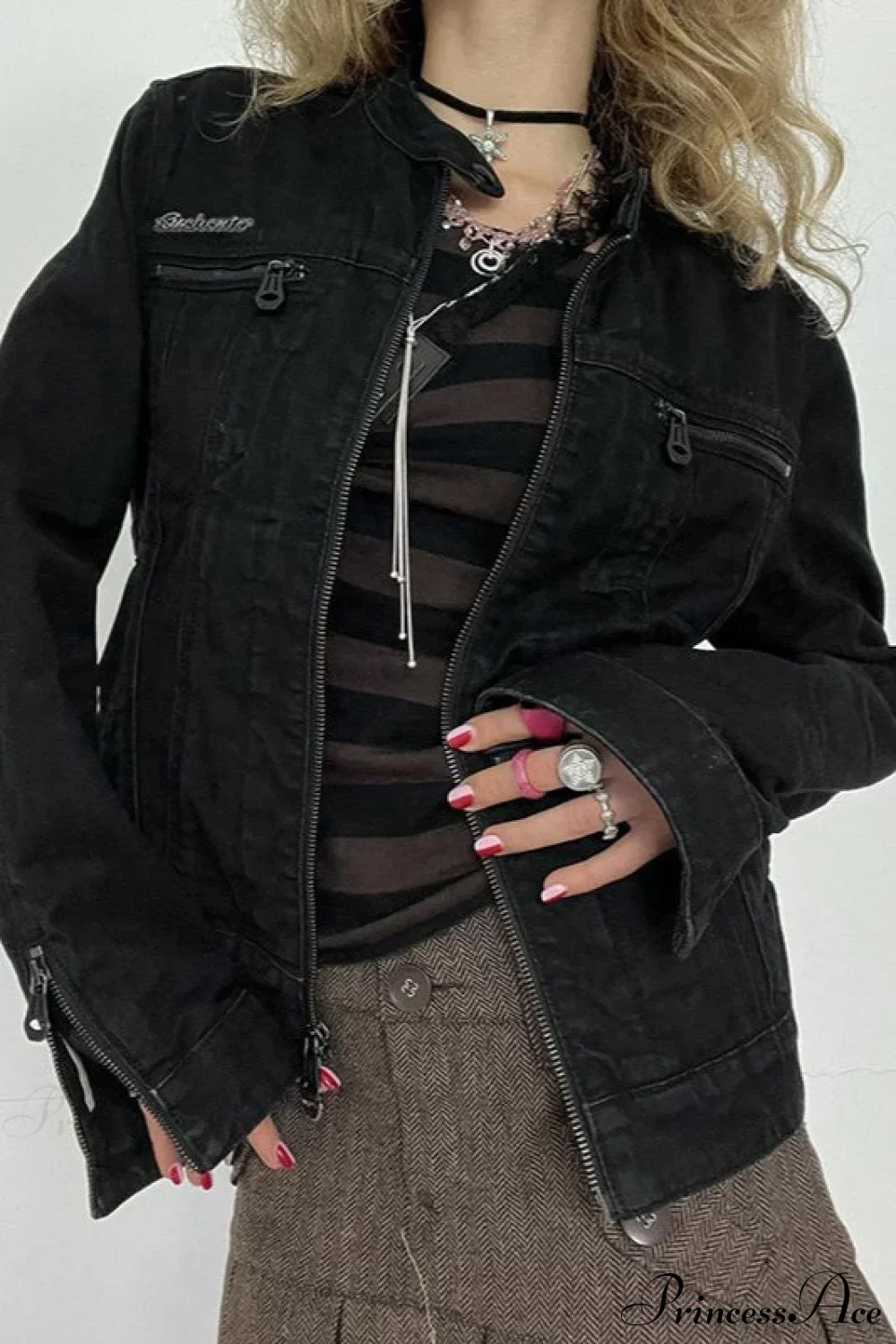 Distressed Black Denim Retro Casual Long-Sleeve Jacket - Image 4