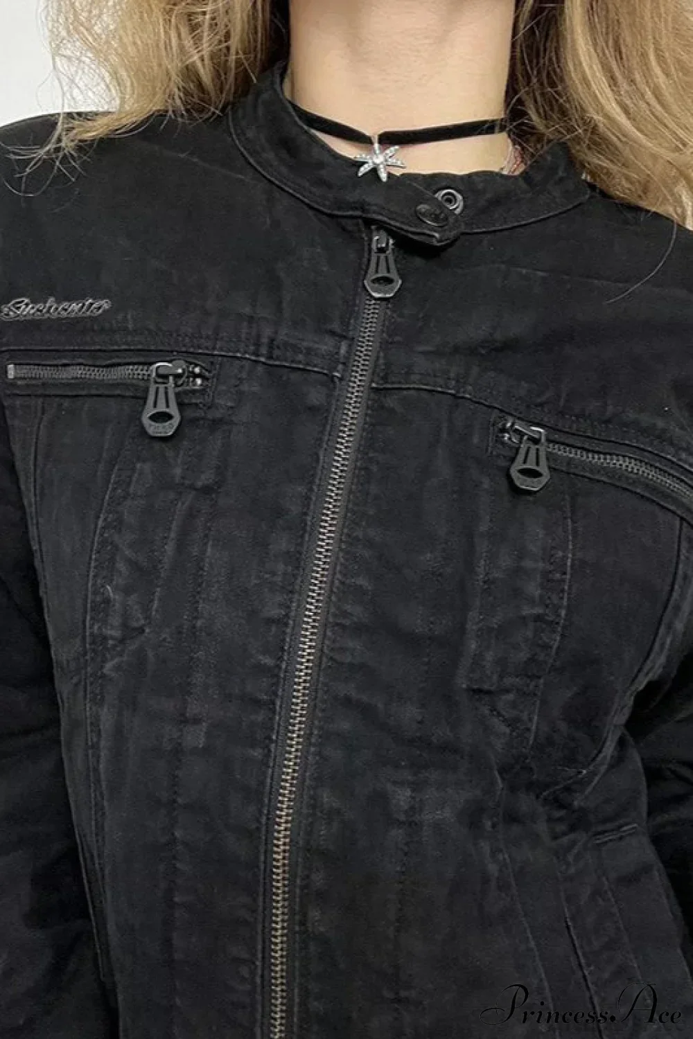 Distressed Black Denim Retro Casual Long-Sleeve Jacket - Image 6