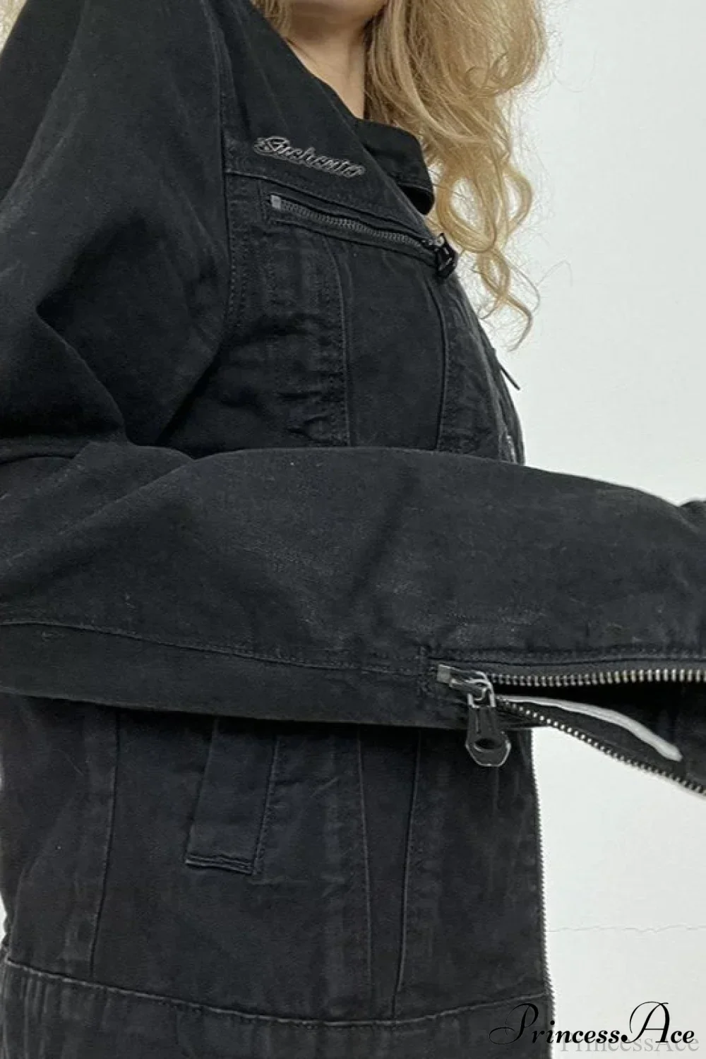 Distressed Black Denim Retro Casual Long-Sleeve Jacket - Image 7