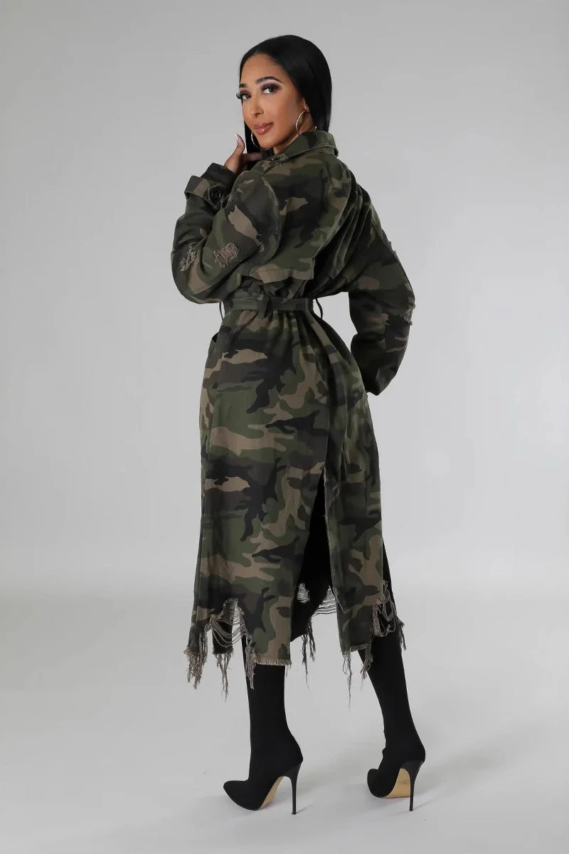 Distressed Camo Long Overcoat - Image 5
