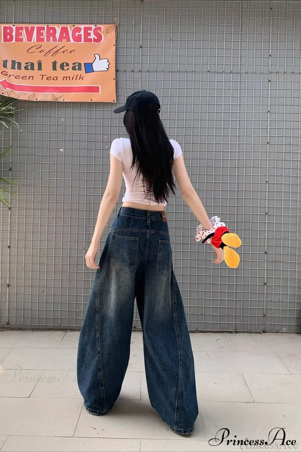 Distressed Curved Loose Wide Leg Casual Utility Jeans - Image 5