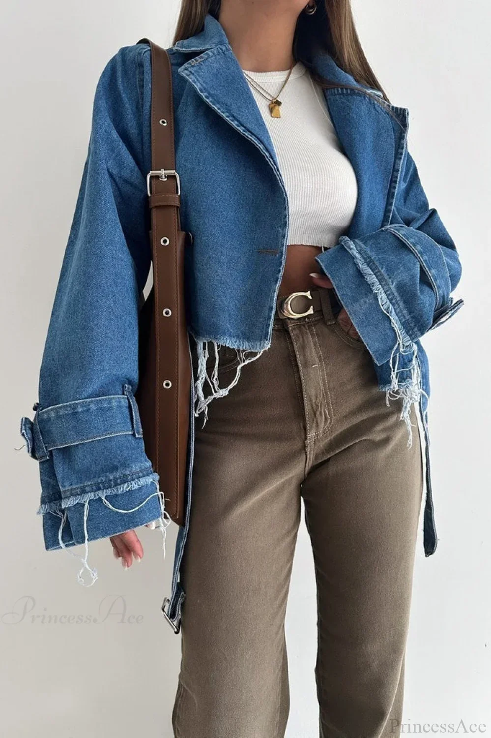 Distressed Lapel Denim Chic Jacket - Image 2