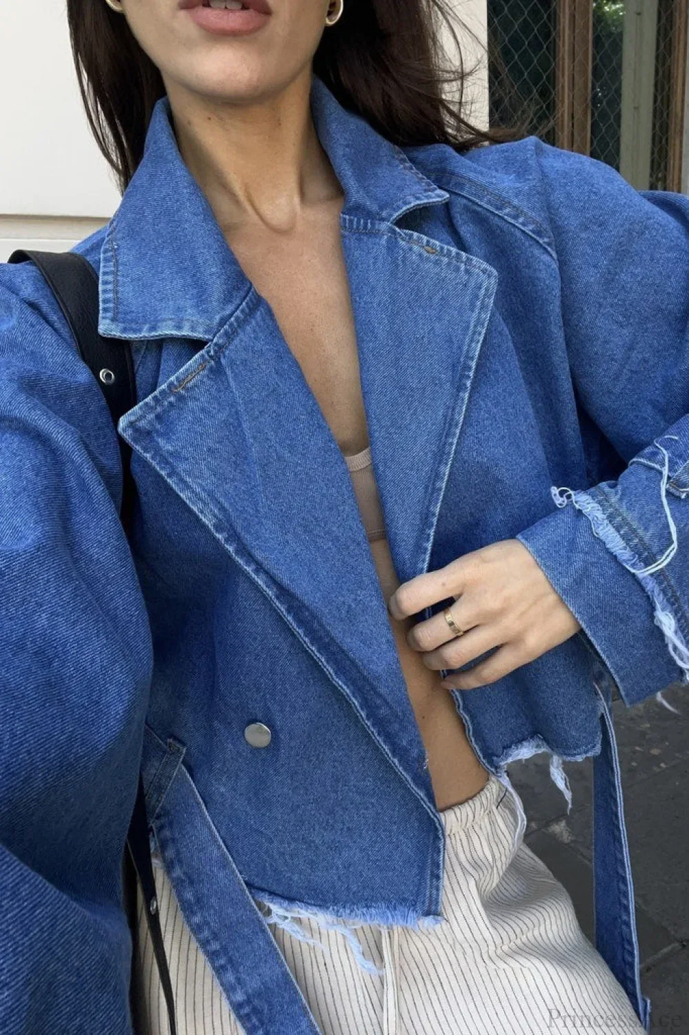Distressed Lapel Denim Chic Jacket - Image 7