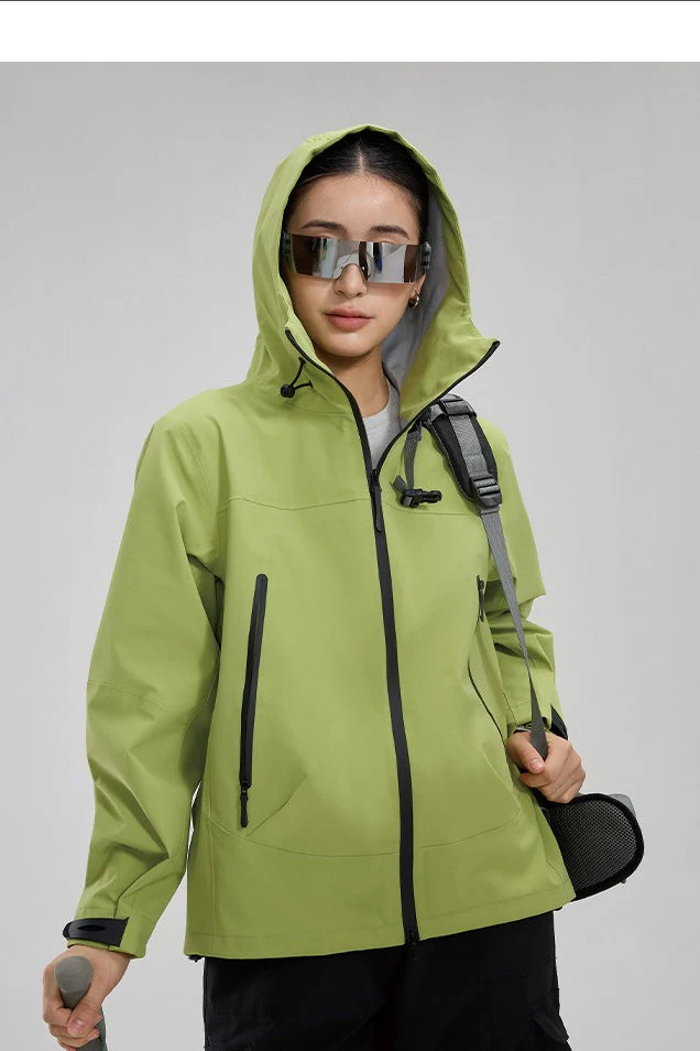 Dopamine Color Block Taped Seam Windproof Waterproof Hiking Jacket - Image 3