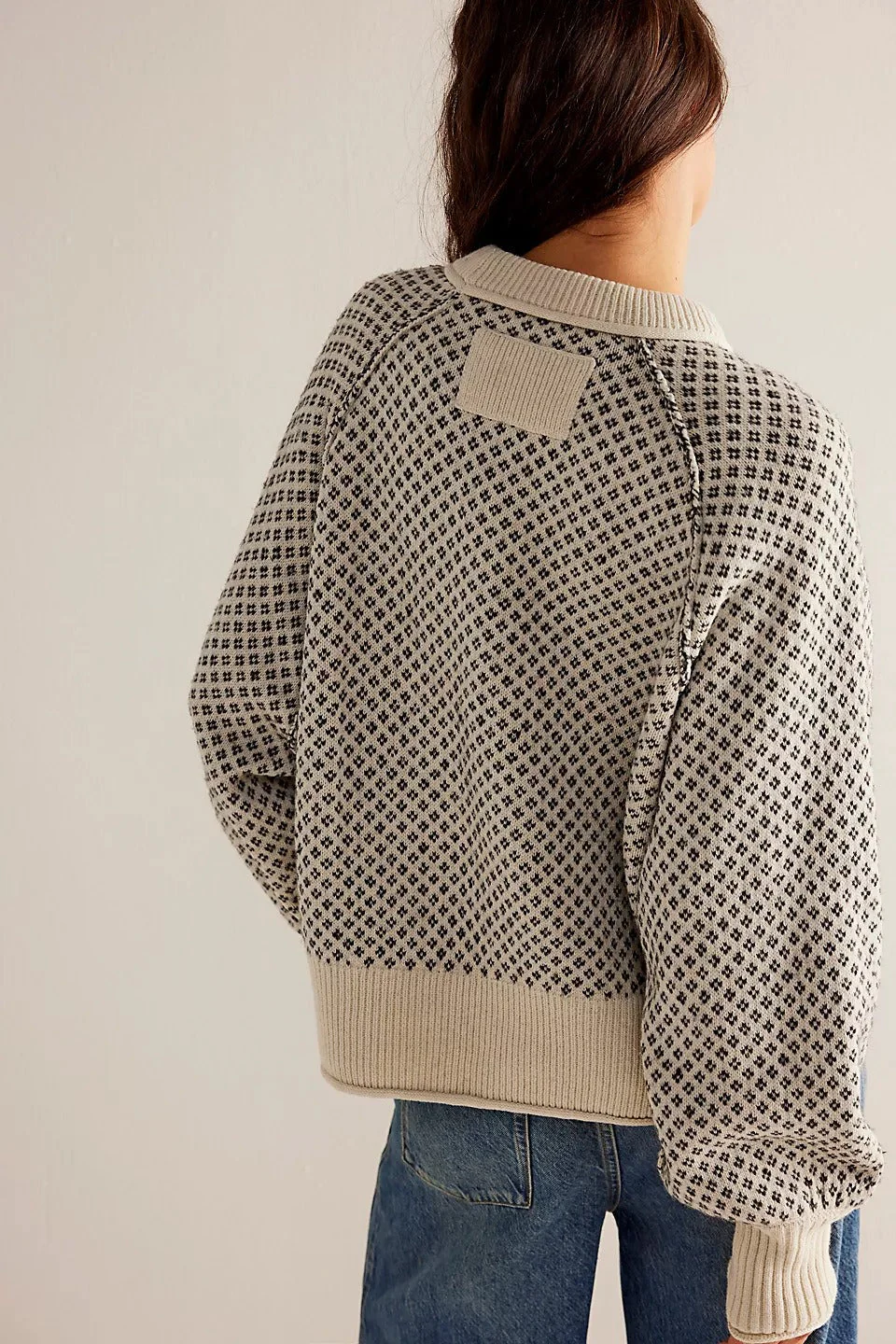 Dotted Panel Loose Crew Neck Sweatshirt - Image 2