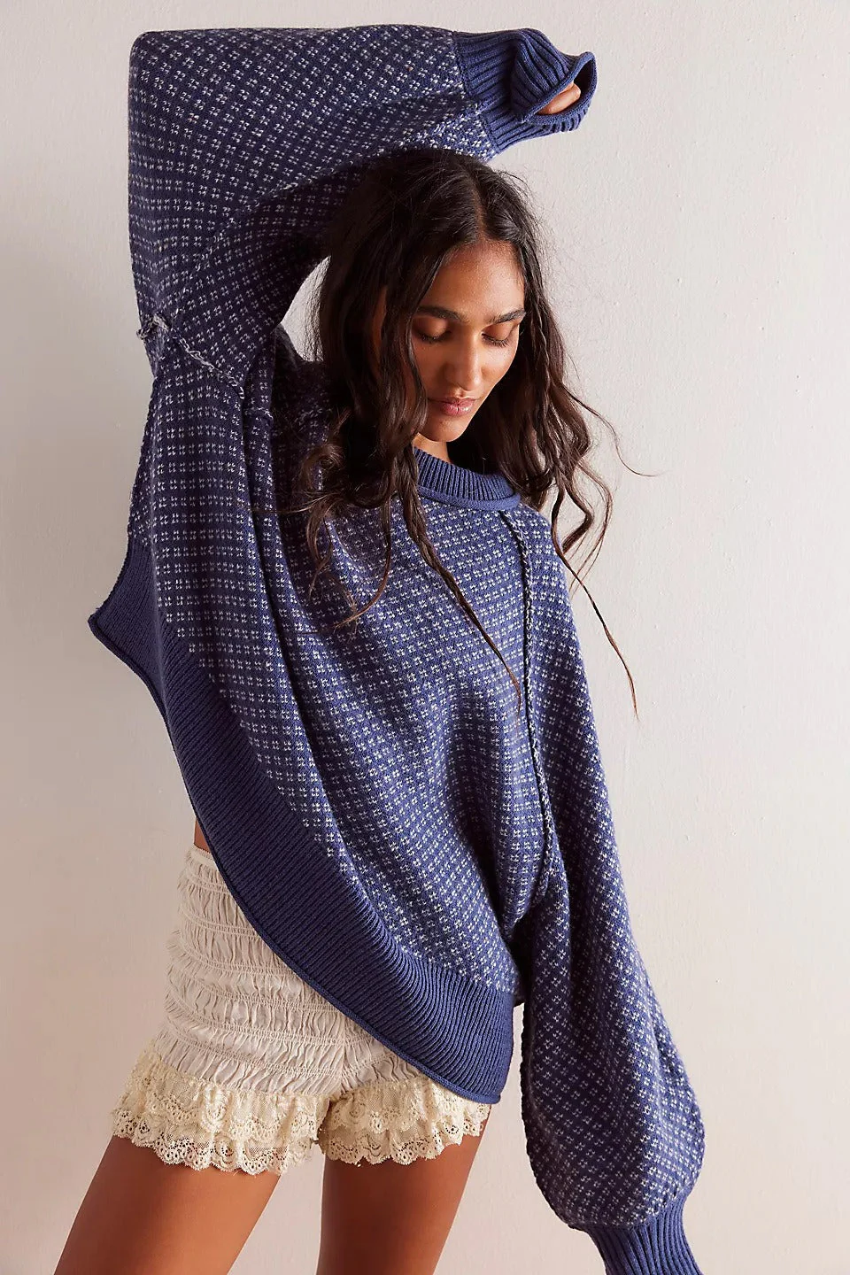 Dotted Panel Loose Crew Neck Sweatshirt - Image 3