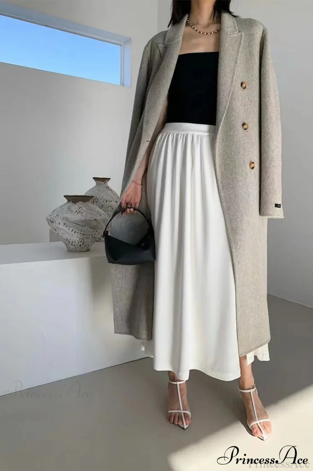 Double-Breasted Reversible Wool Long Oversized Overcoat - Image 6