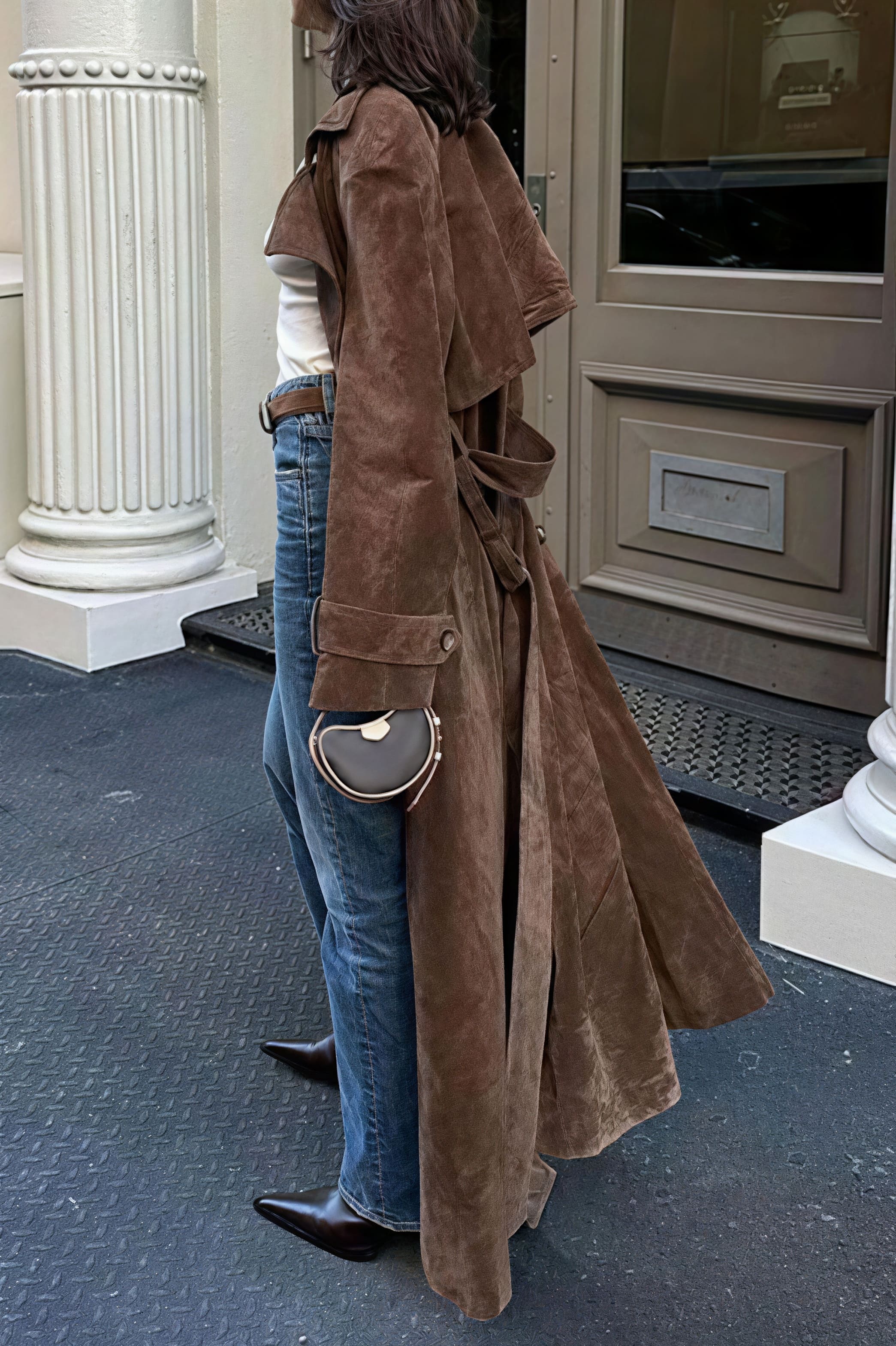 Double Breasted Tie Waist Long Elegant  Overcoat - Image 2
