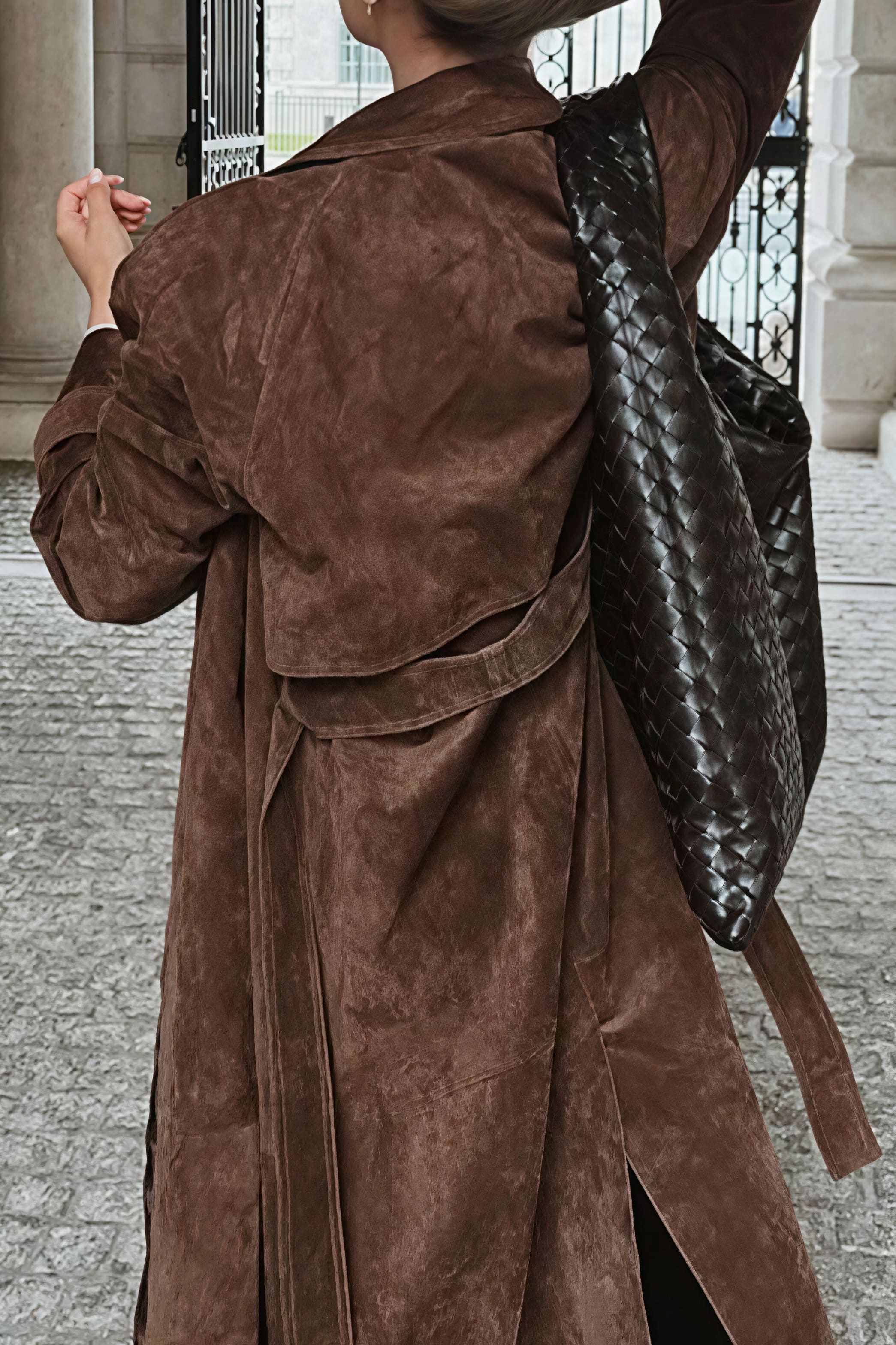 Double Breasted Tie Waist Long Elegant  Overcoat - Image 4