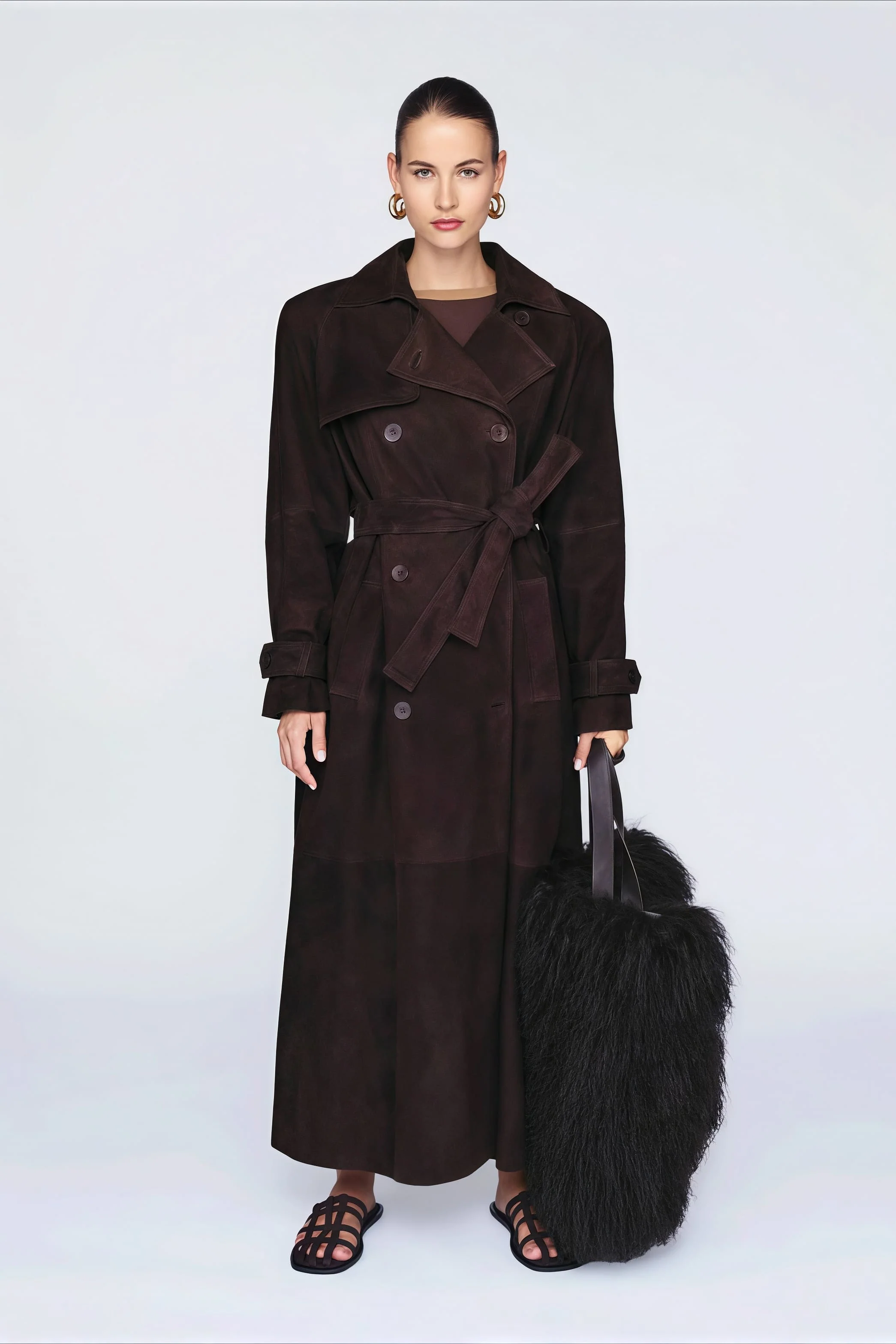 Double Breasted Tie Waist Long Elegant  Overcoat - Image 8