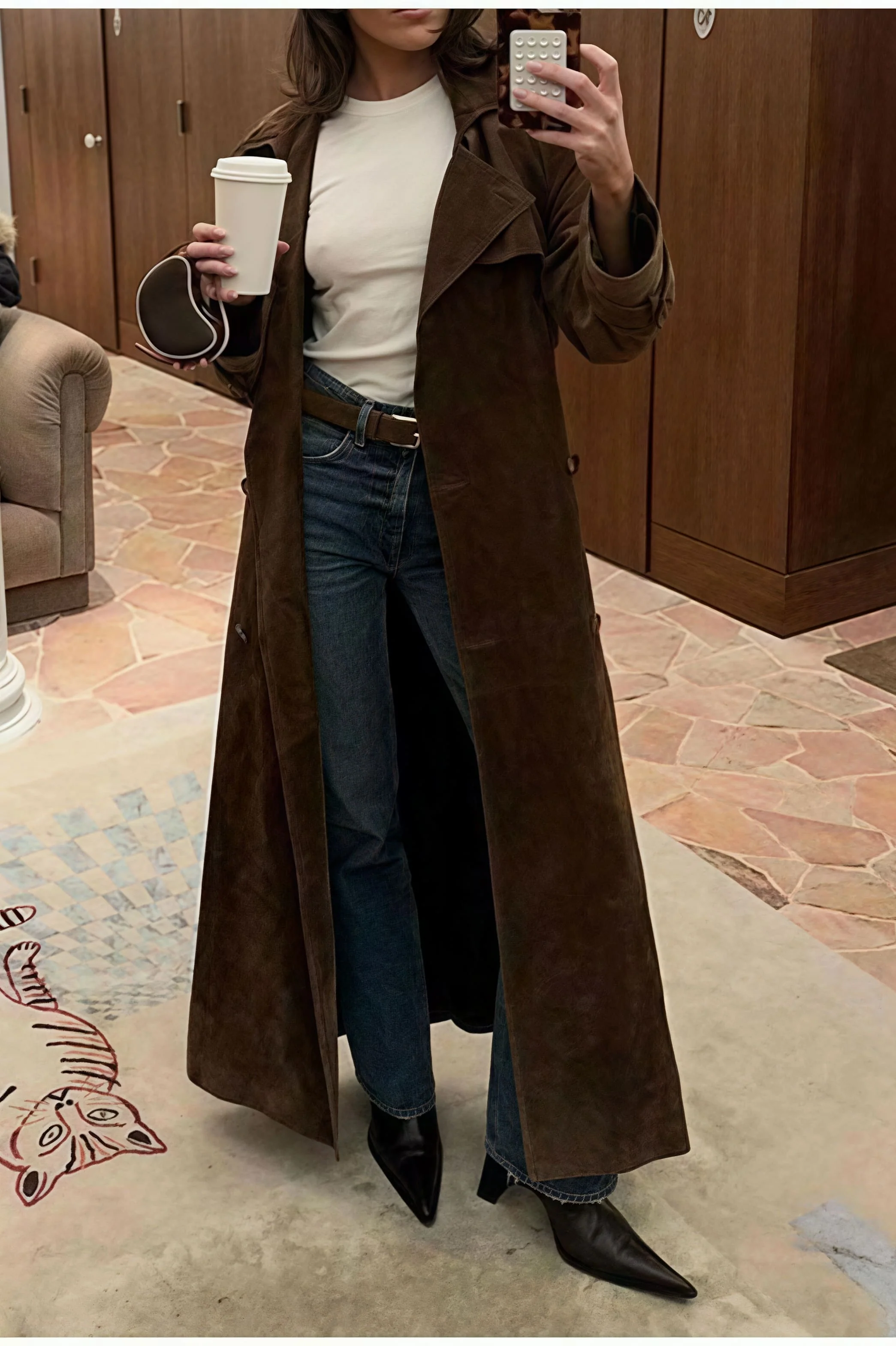 Double Breasted Tie Waist Long Elegant  Overcoat - Image 9