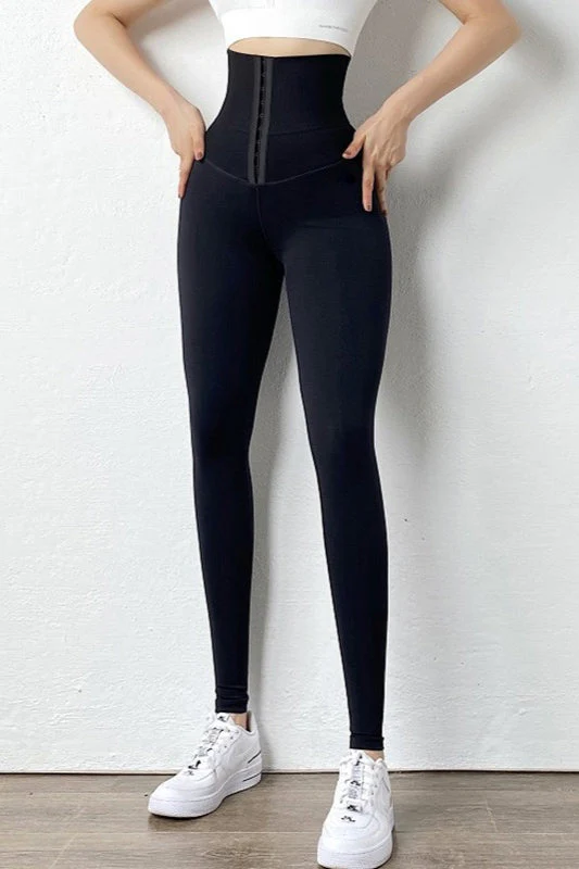 Double Button High-Rise Tummy Control Leggings - Image 6