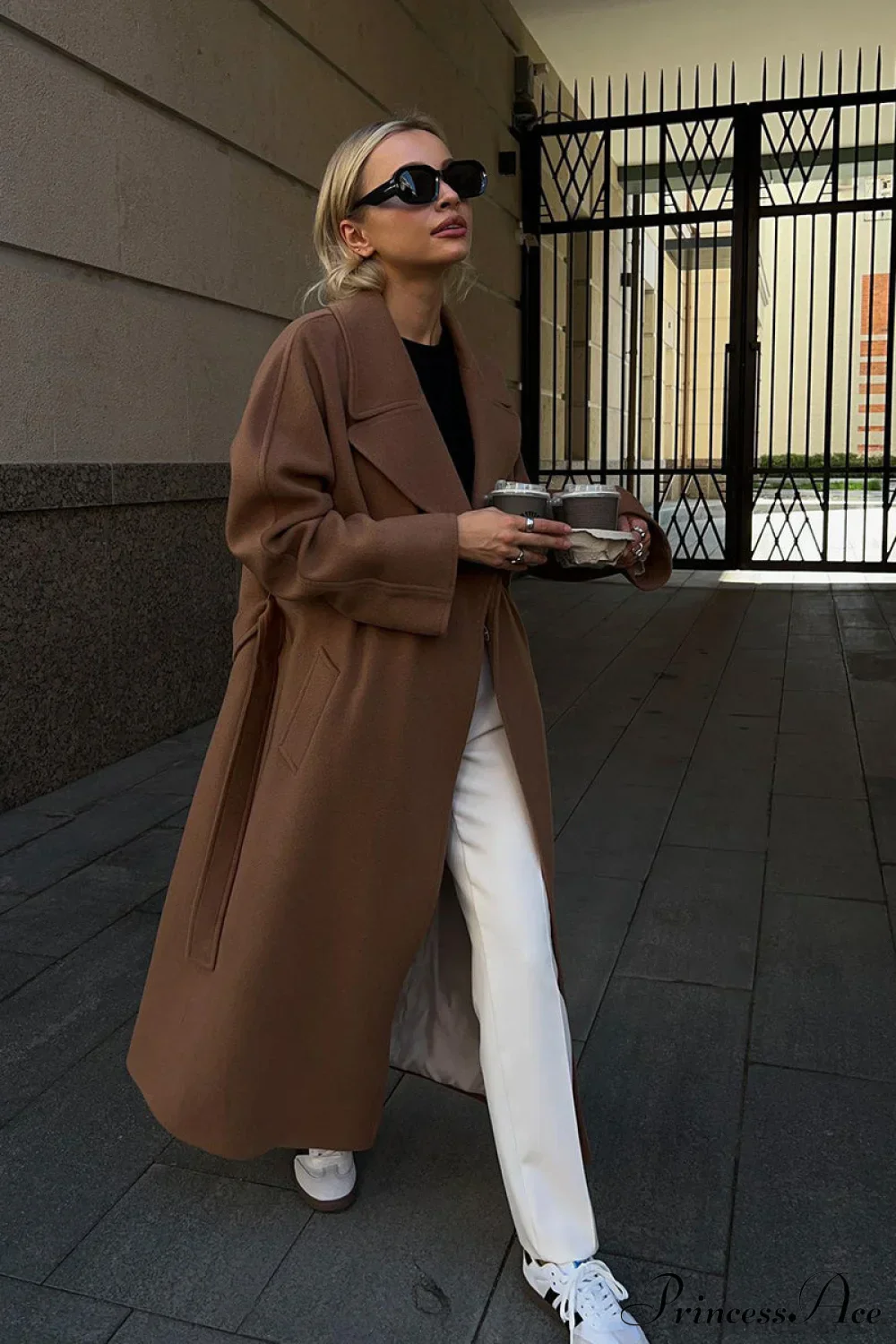 Double Faced Wool Raglan Sleeve Loose Overcoat - Image 2