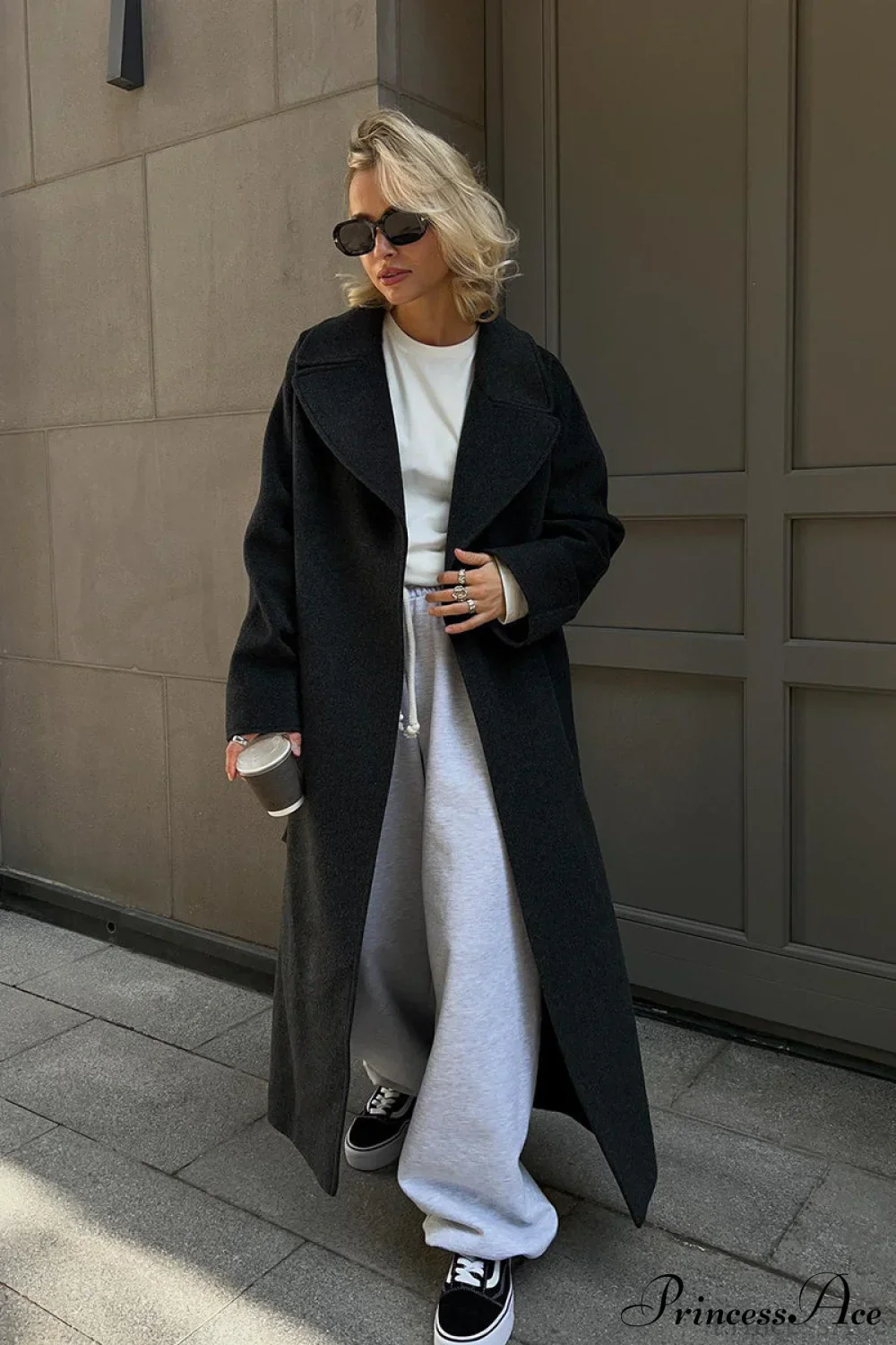 Double Faced Wool Raglan Sleeve Loose Overcoat - Image 5