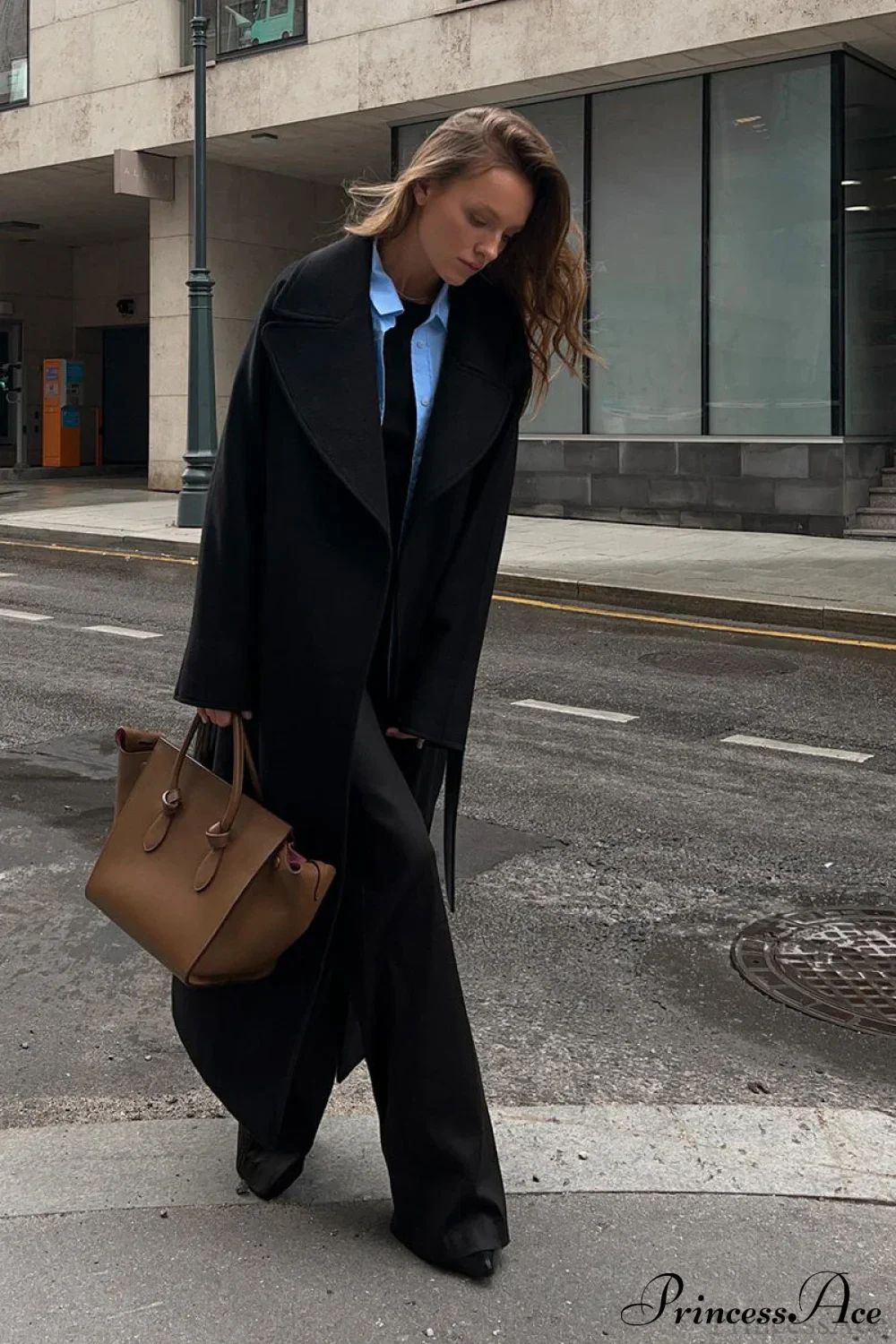 Double Faced Wool Raglan Sleeve Loose Overcoat - Image 7