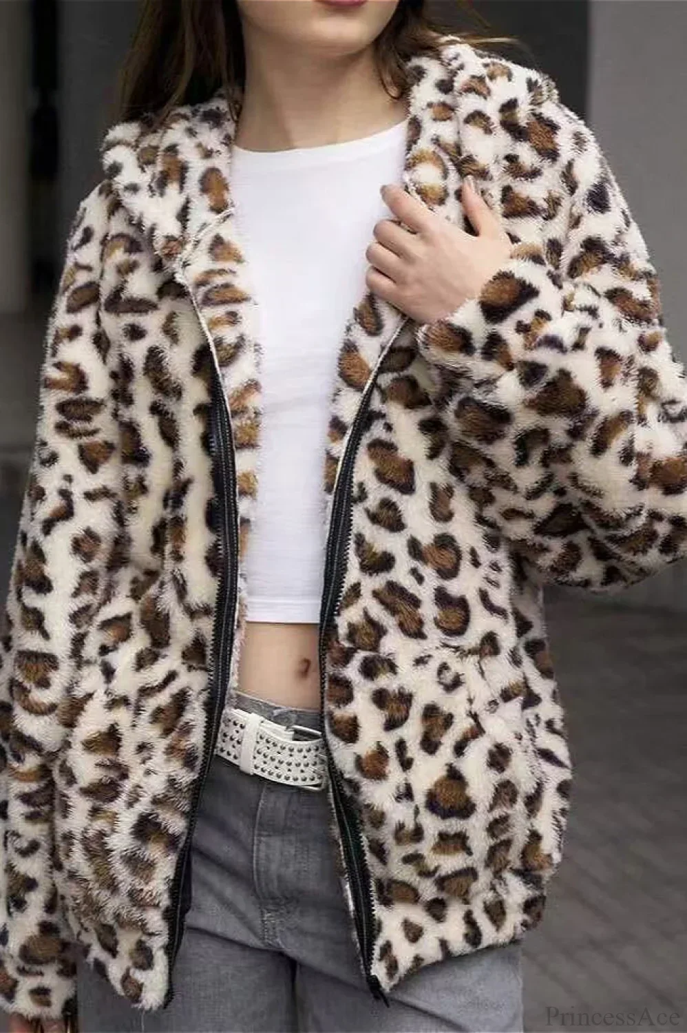 Double Fleece Printed Zipper Hooded Cardigan Hoodie - Image 3