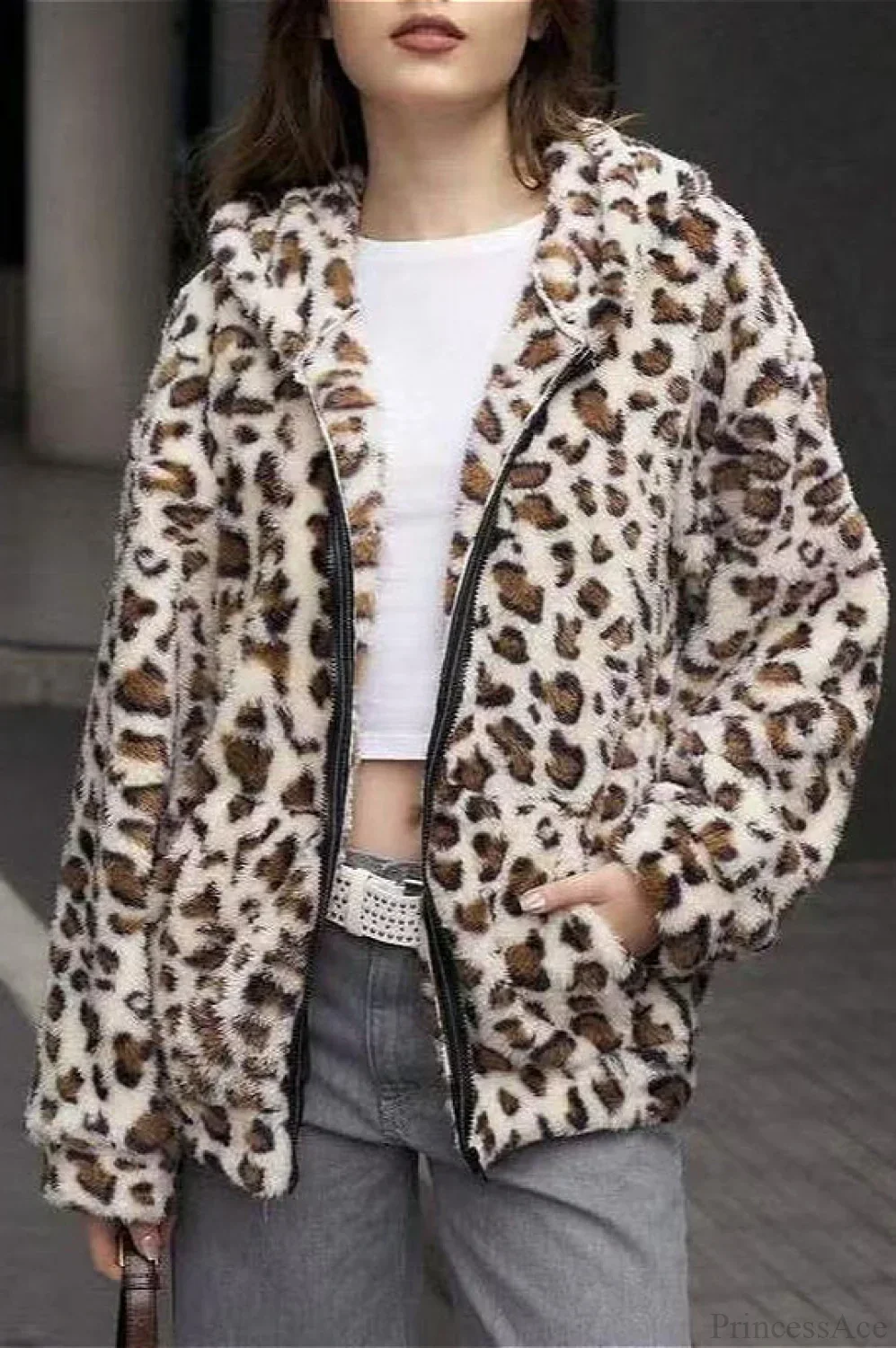 Double Fleece Printed Zipper Hooded Cardigan Hoodie - Image 4